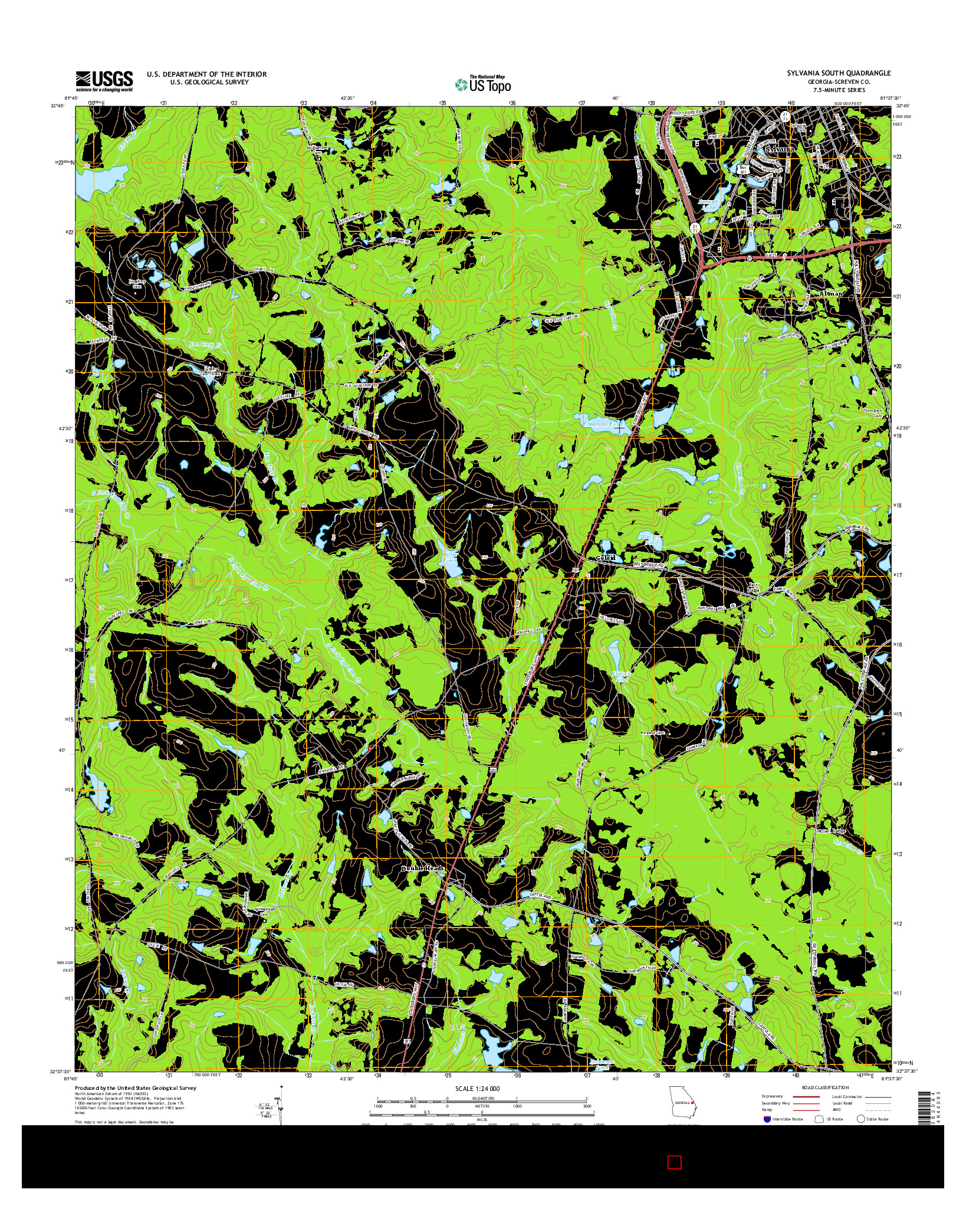USGS US TOPO 7.5-MINUTE MAP FOR SYLVANIA SOUTH, GA 2014