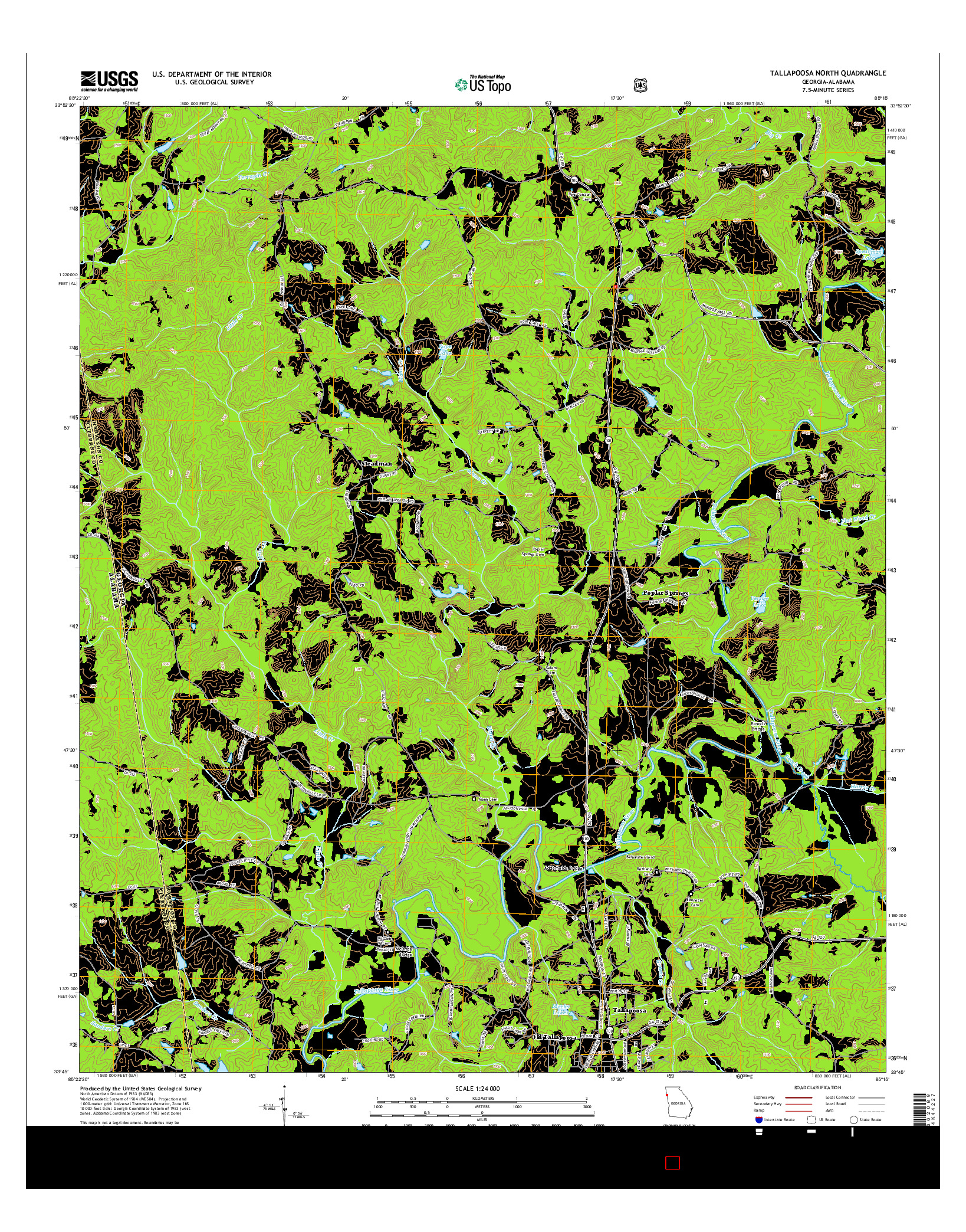 USGS US TOPO 7.5-MINUTE MAP FOR TALLAPOOSA NORTH, GA-AL 2014