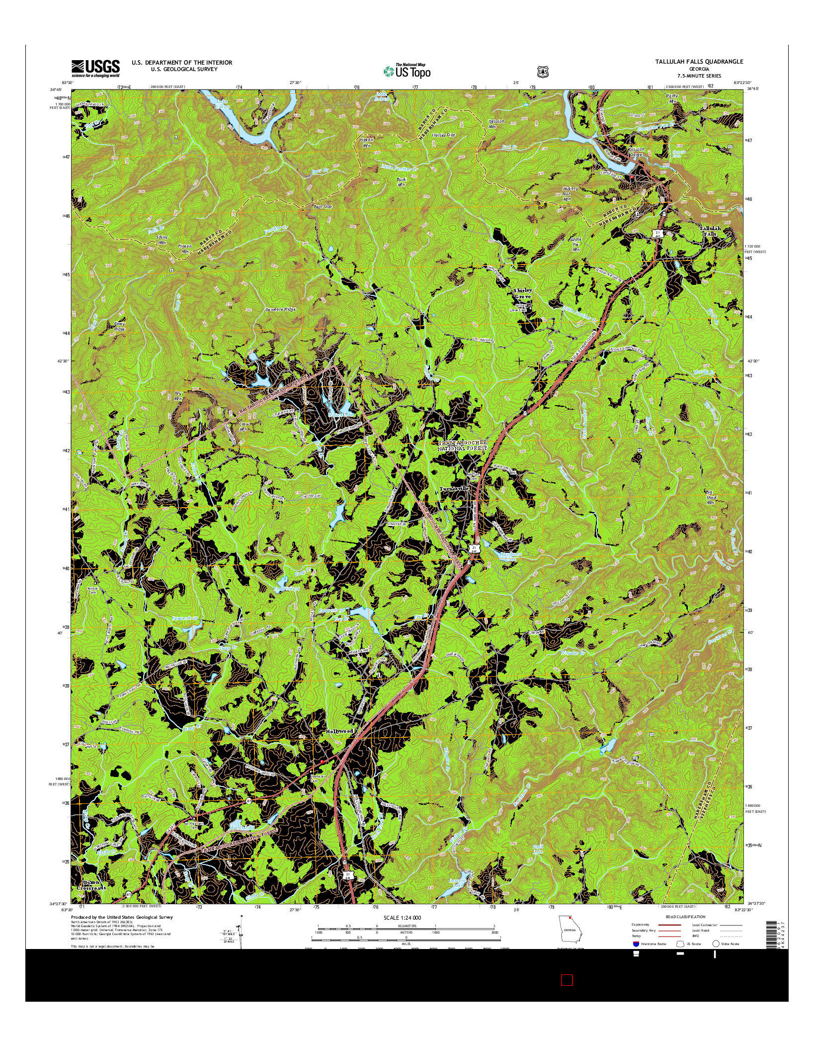 USGS US TOPO 7.5-MINUTE MAP FOR TALLULAH FALLS, GA 2014