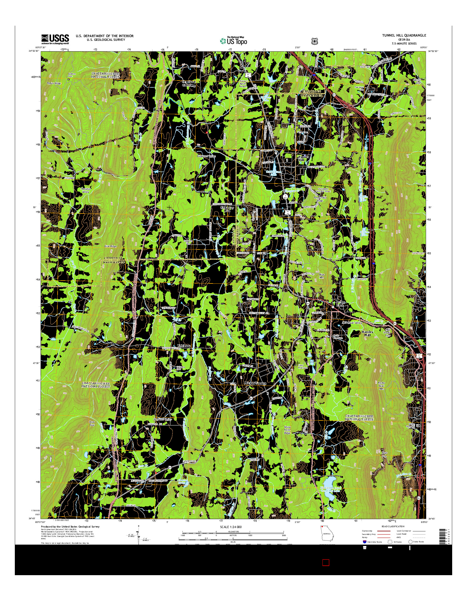 USGS US TOPO 7.5-MINUTE MAP FOR TUNNEL HILL, GA 2014