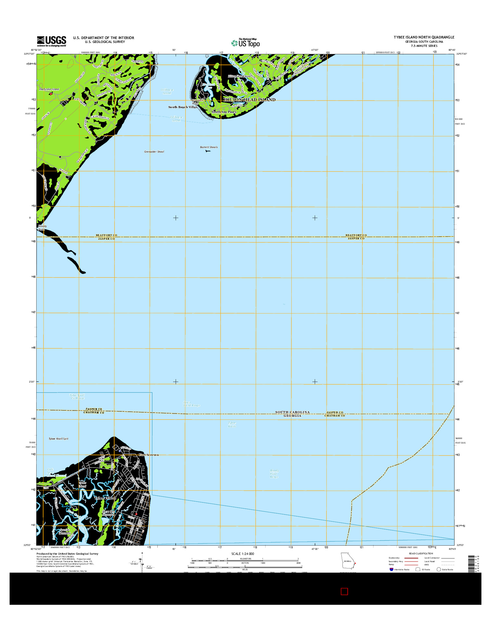 USGS US TOPO 7.5-MINUTE MAP FOR TYBEE ISLAND NORTH, GA-SC 2014