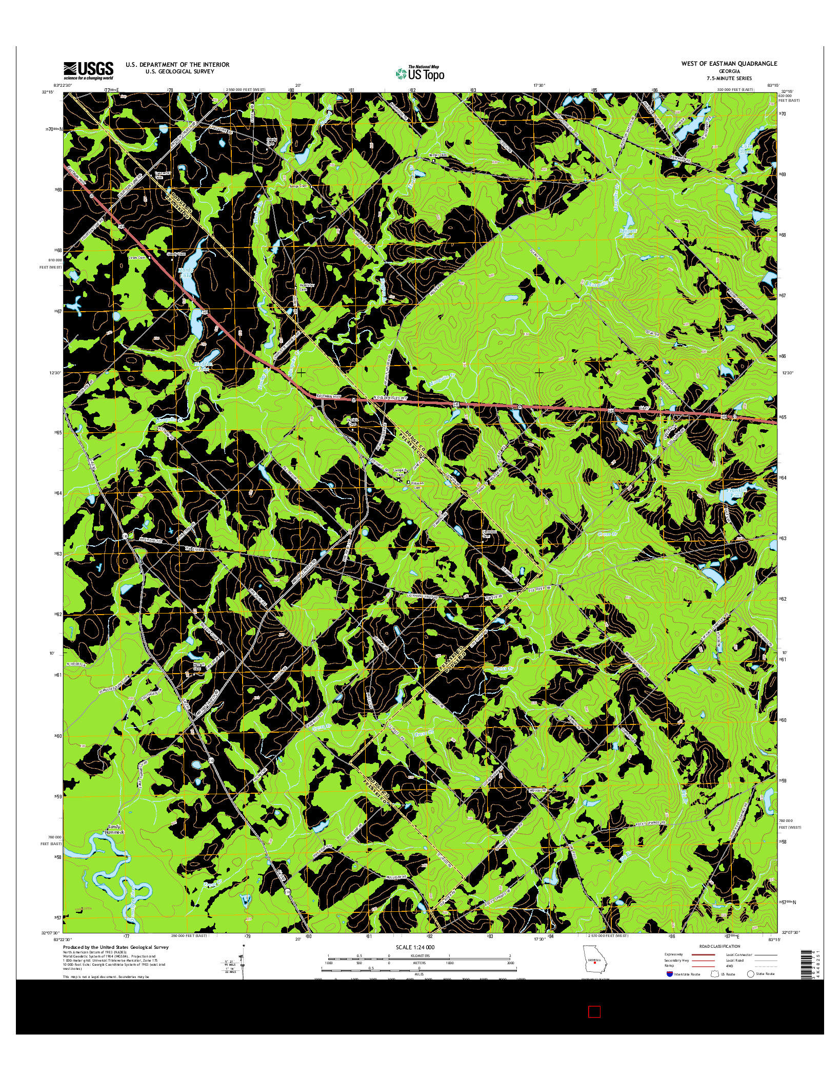 USGS US TOPO 7.5-MINUTE MAP FOR WEST OF EASTMAN, GA 2014