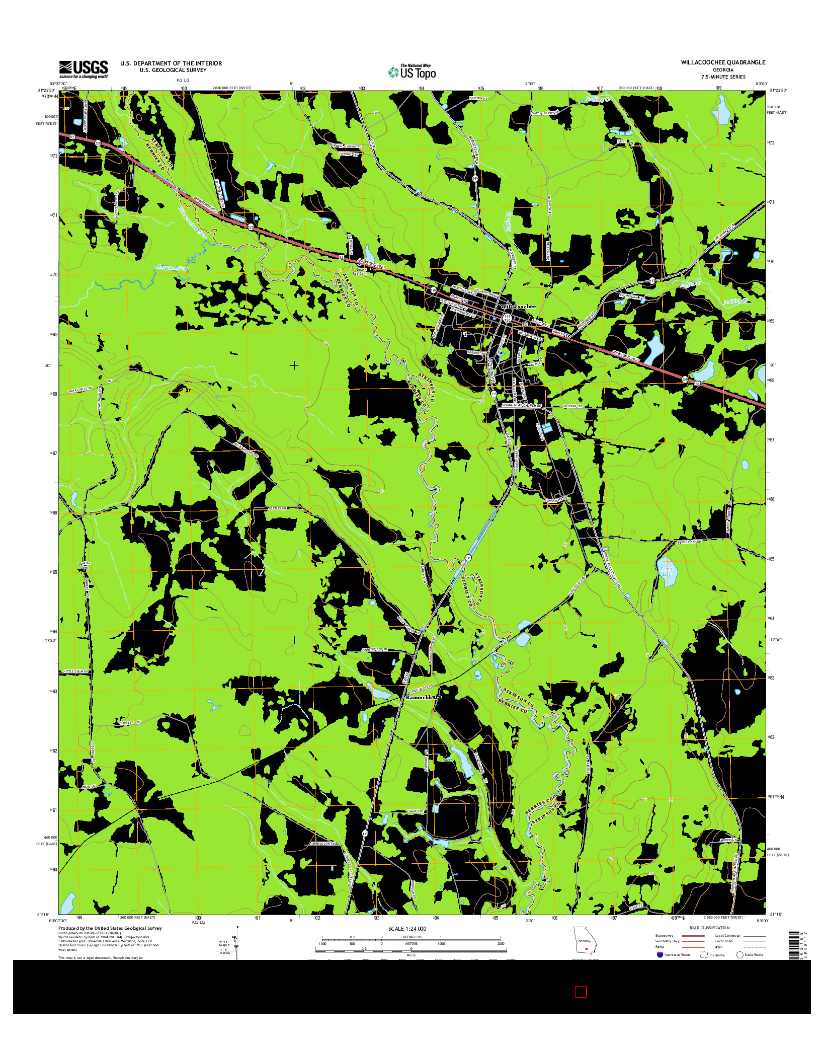 USGS US TOPO 7.5-MINUTE MAP FOR WILLACOOCHEE, GA 2014
