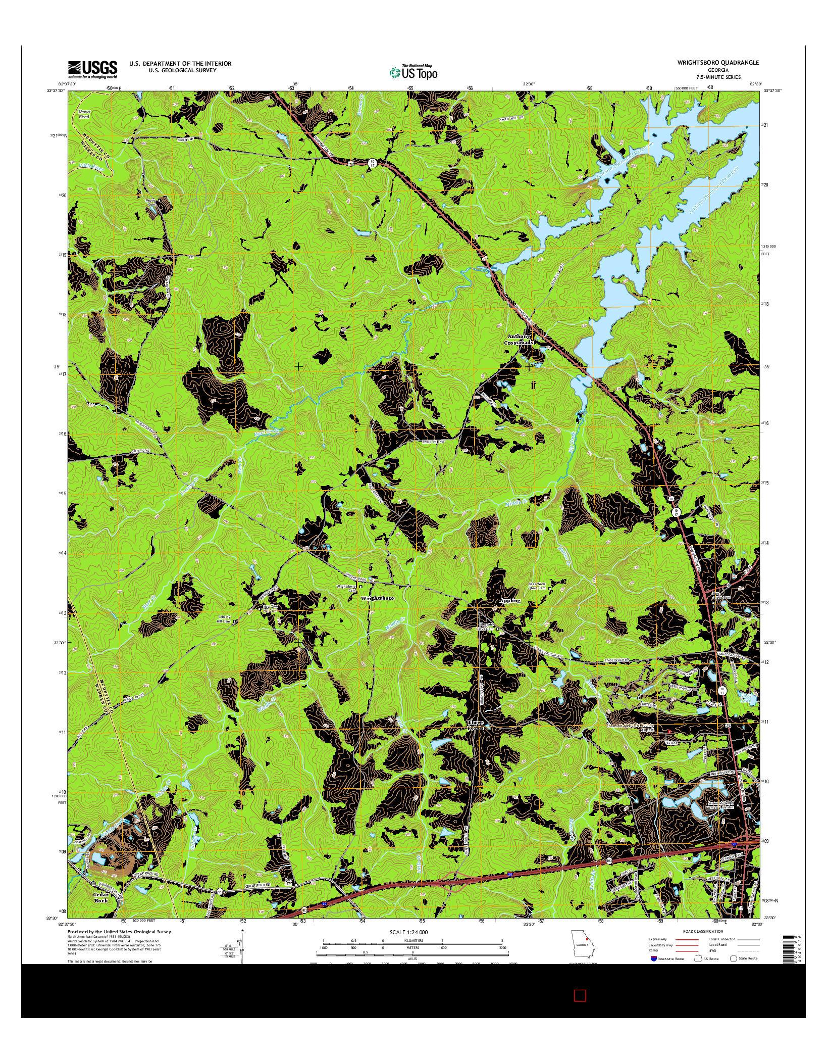 USGS US TOPO 7.5-MINUTE MAP FOR WRIGHTSBORO, GA 2014