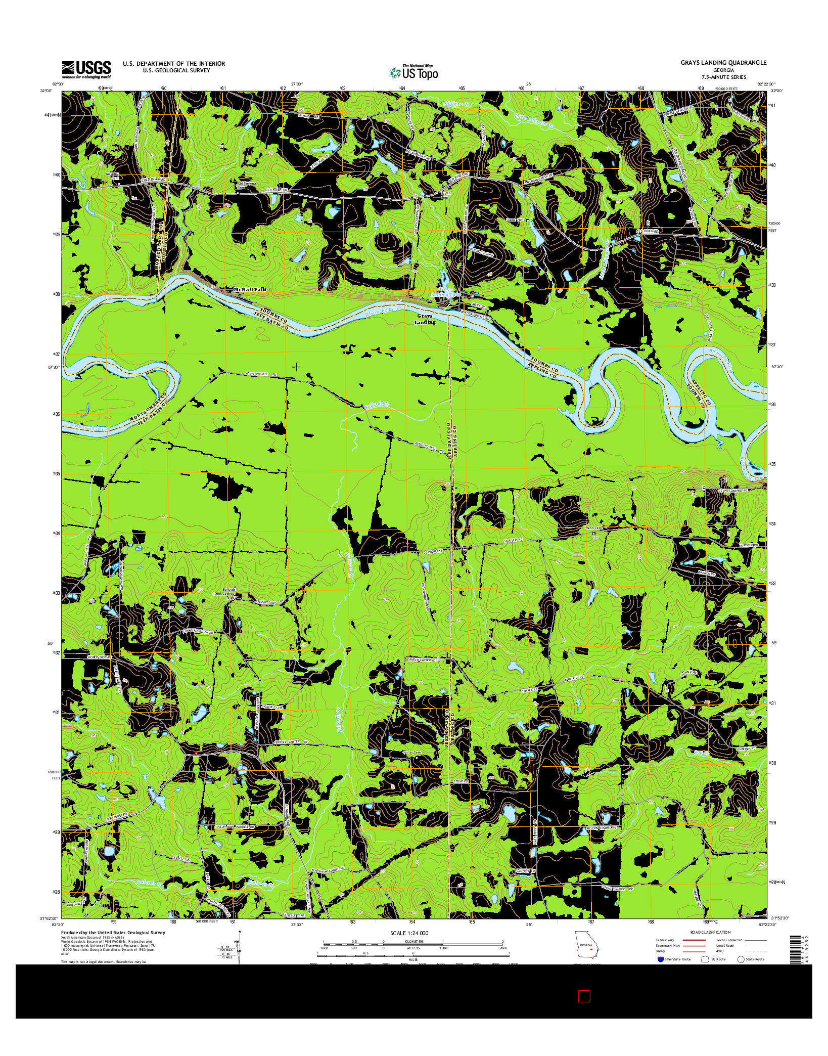 USGS US TOPO 7.5-MINUTE MAP FOR GRAYS LANDING, GA 2014