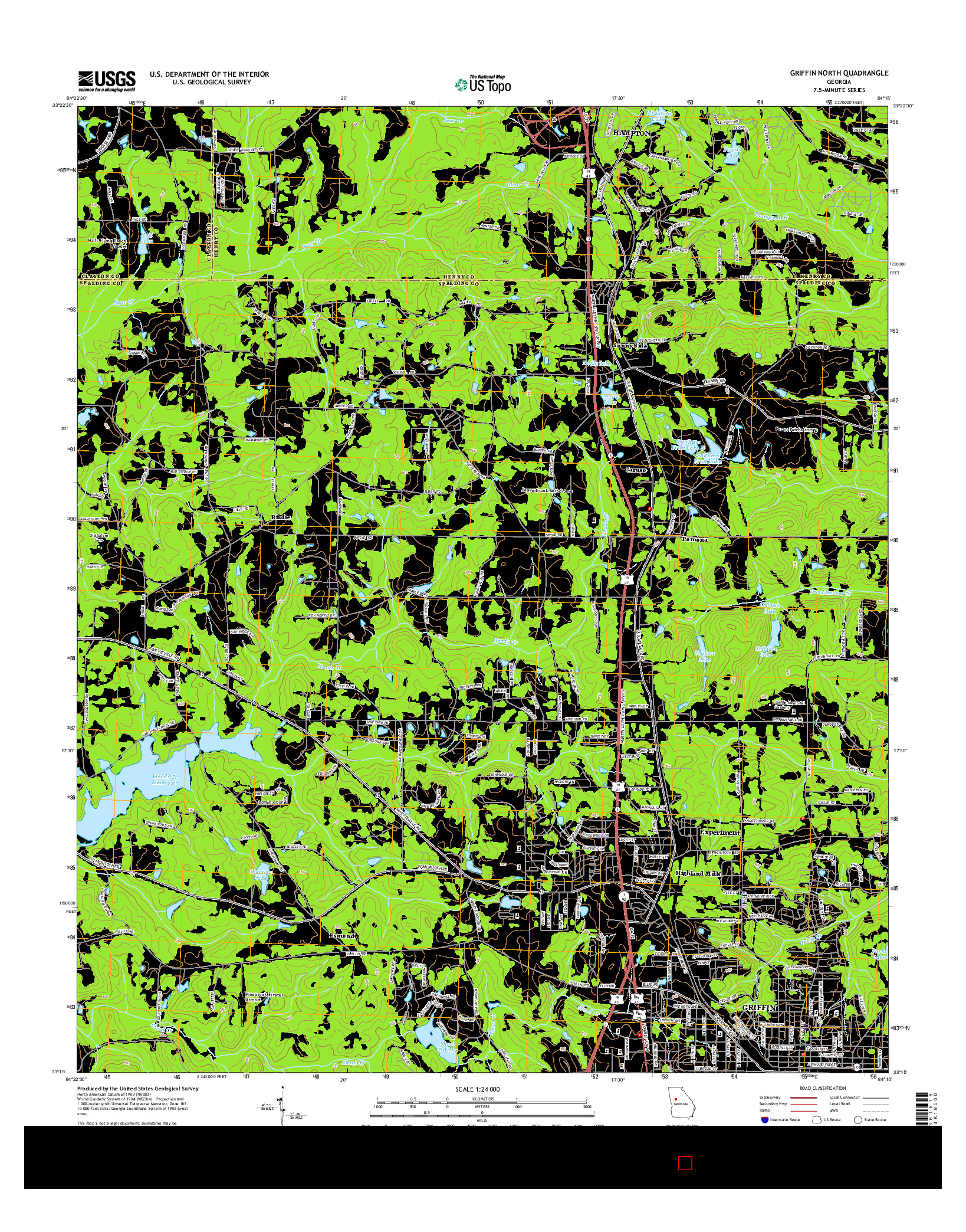 USGS US TOPO 7.5-MINUTE MAP FOR GRIFFIN NORTH, GA 2014