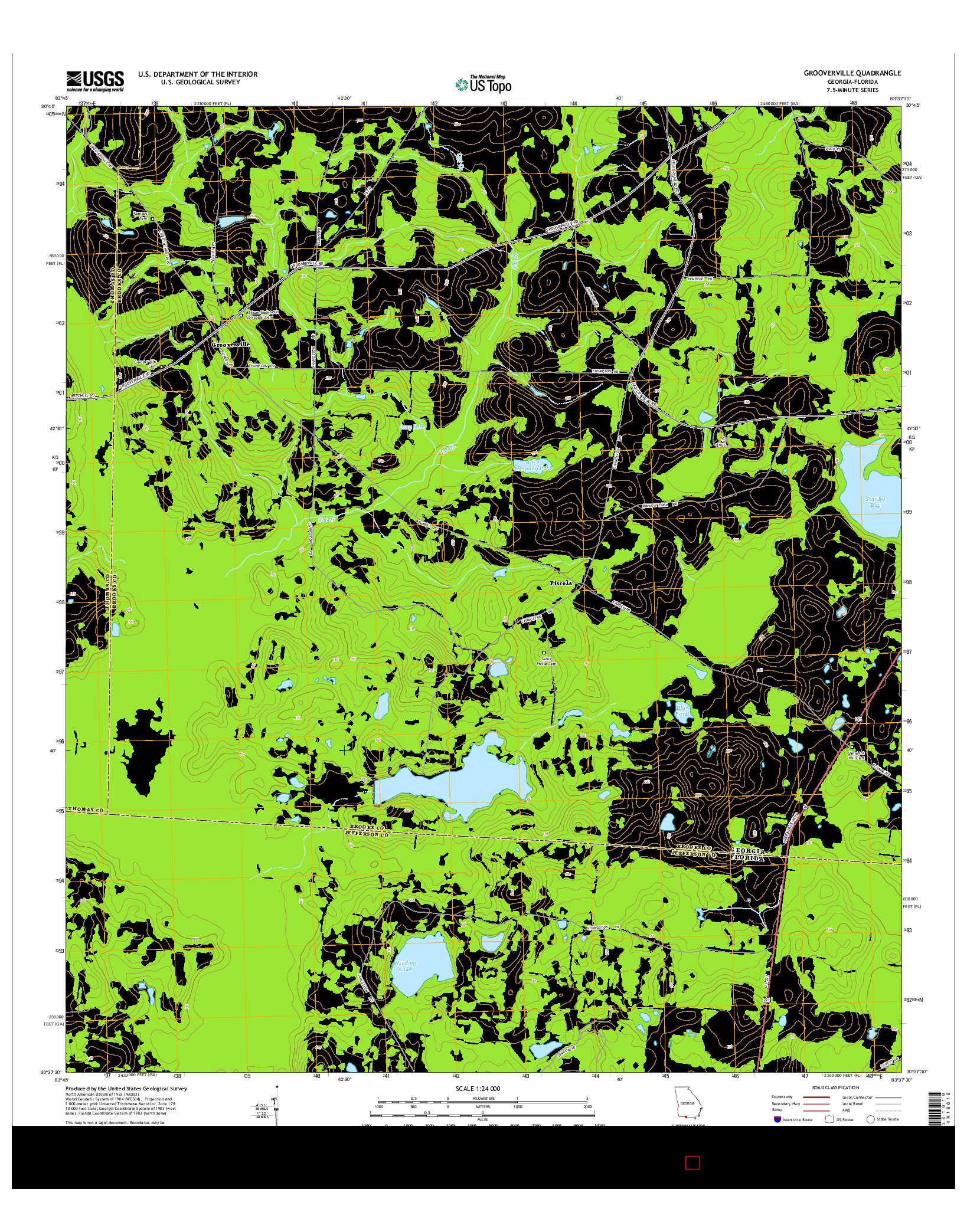 USGS US TOPO 7.5-MINUTE MAP FOR GROOVERVILLE, GA-FL 2014