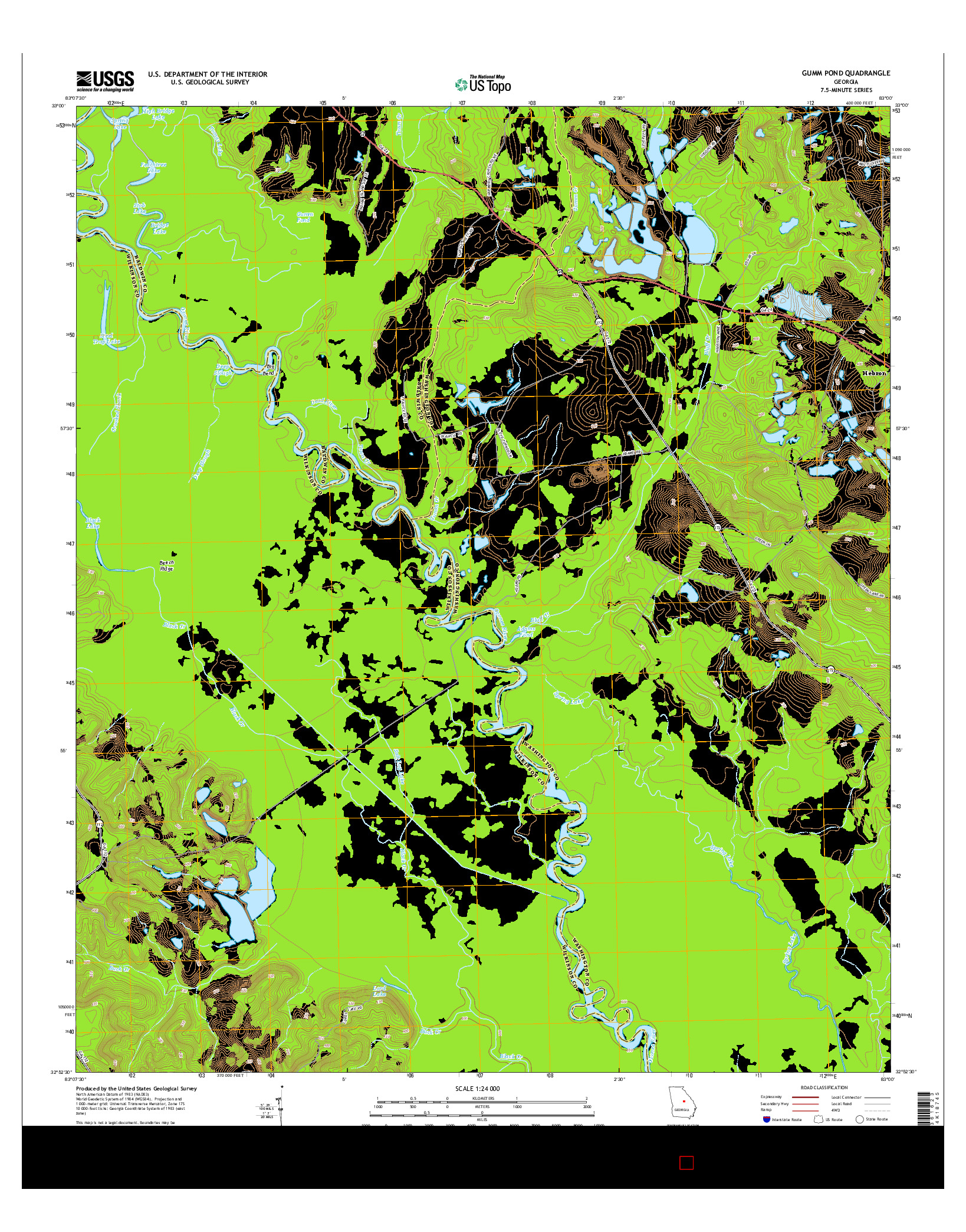 USGS US TOPO 7.5-MINUTE MAP FOR GUMM POND, GA 2014