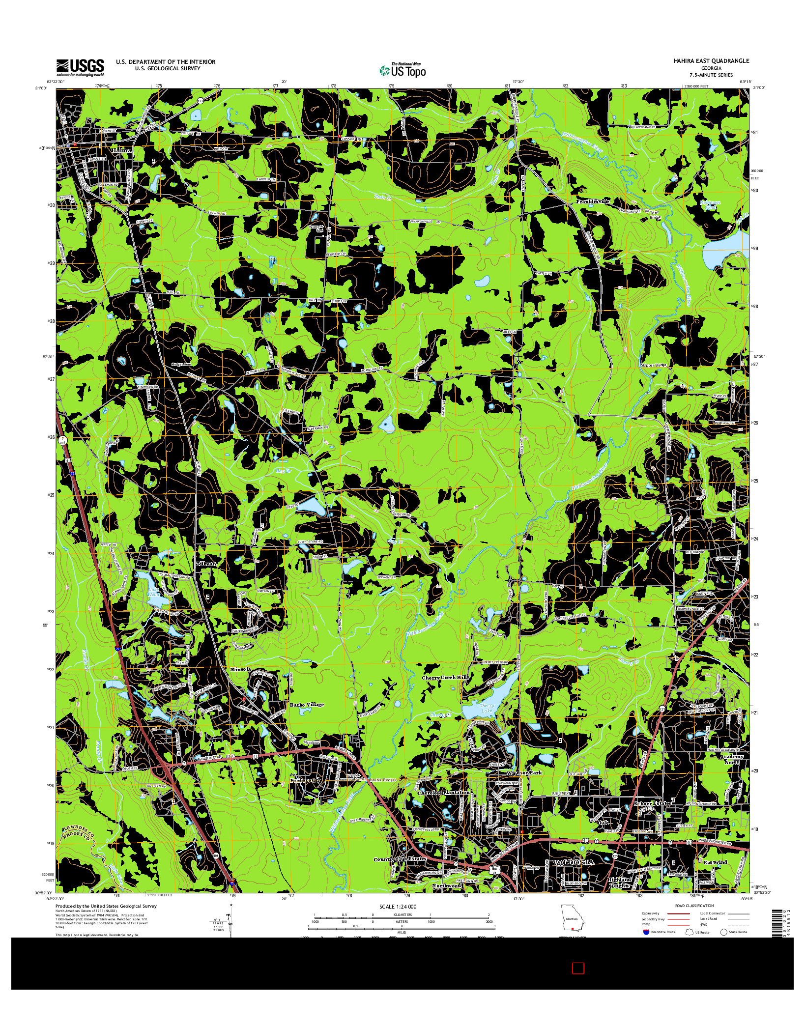 USGS US TOPO 7.5-MINUTE MAP FOR HAHIRA EAST, GA 2014