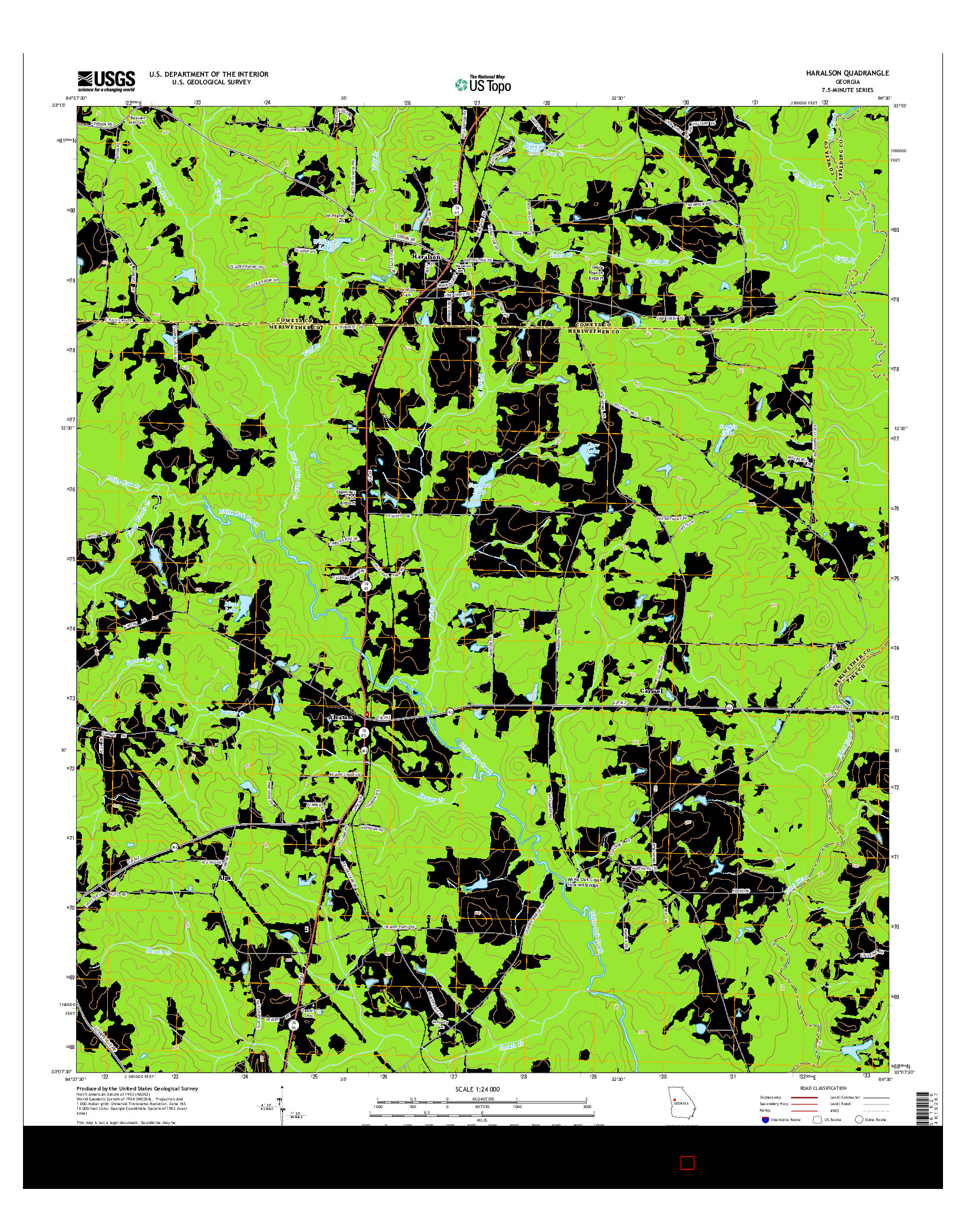 USGS US TOPO 7.5-MINUTE MAP FOR HARALSON, GA 2014