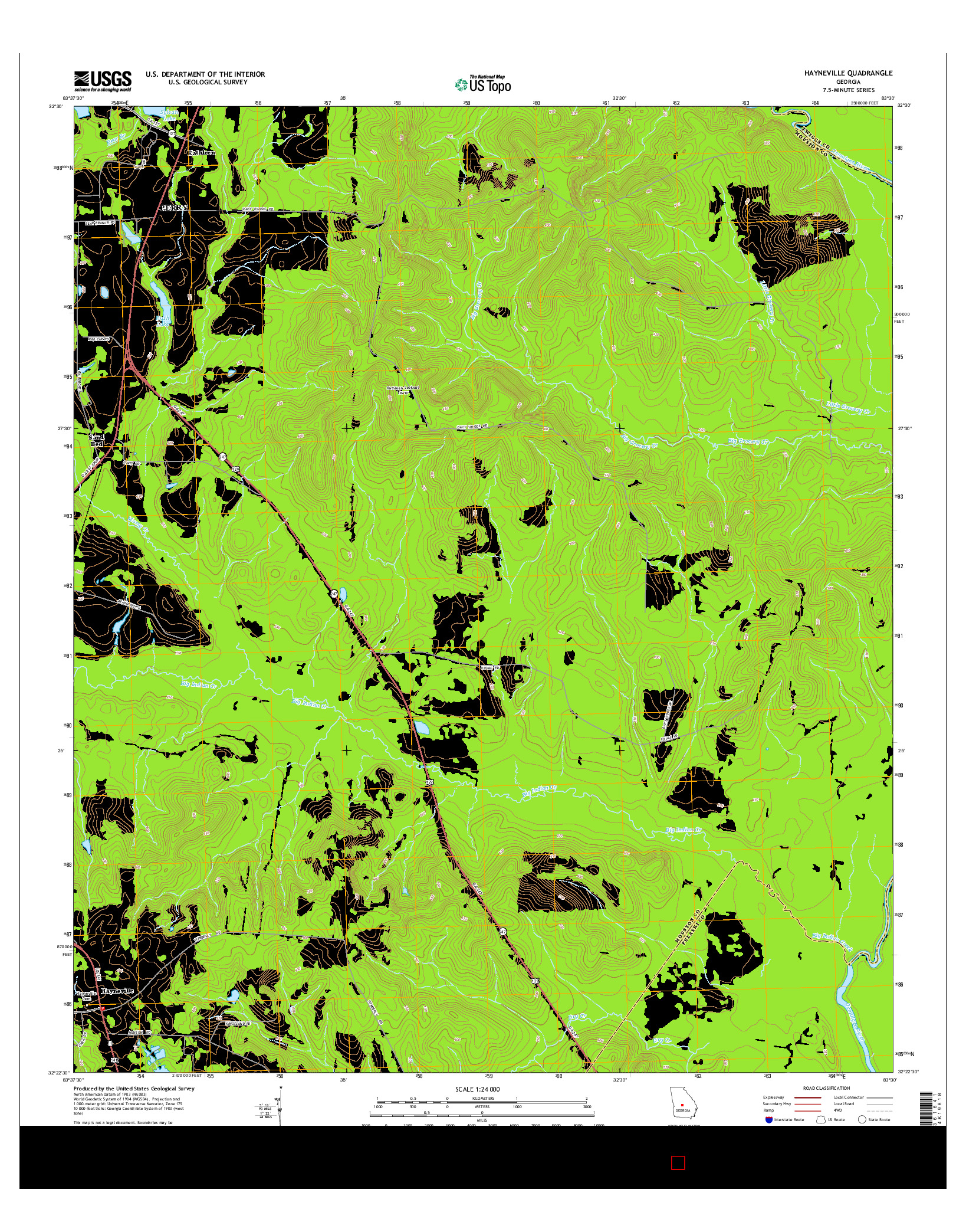 USGS US TOPO 7.5-MINUTE MAP FOR HAYNEVILLE, GA 2014
