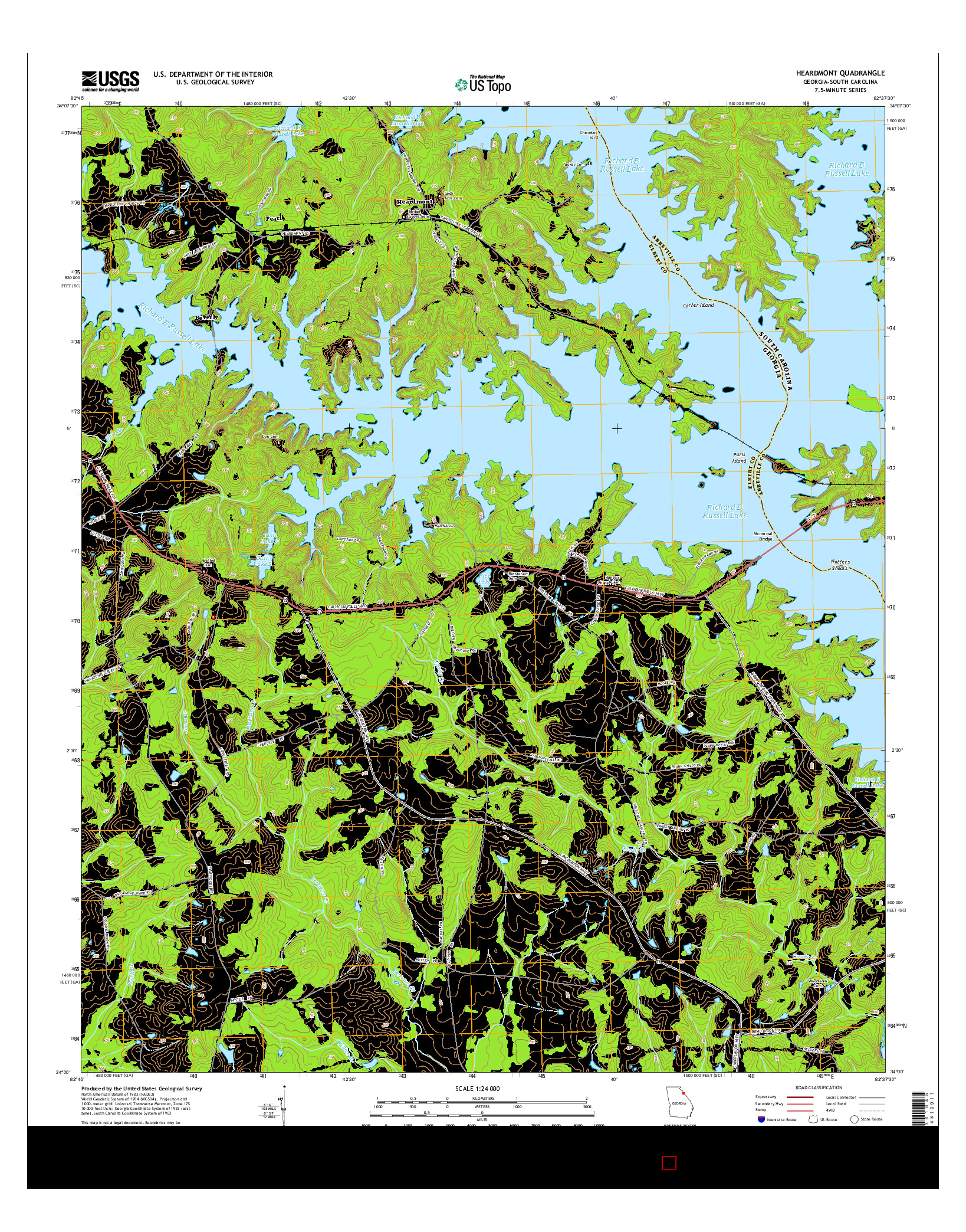USGS US TOPO 7.5-MINUTE MAP FOR HEARDMONT, GA-SC 2014