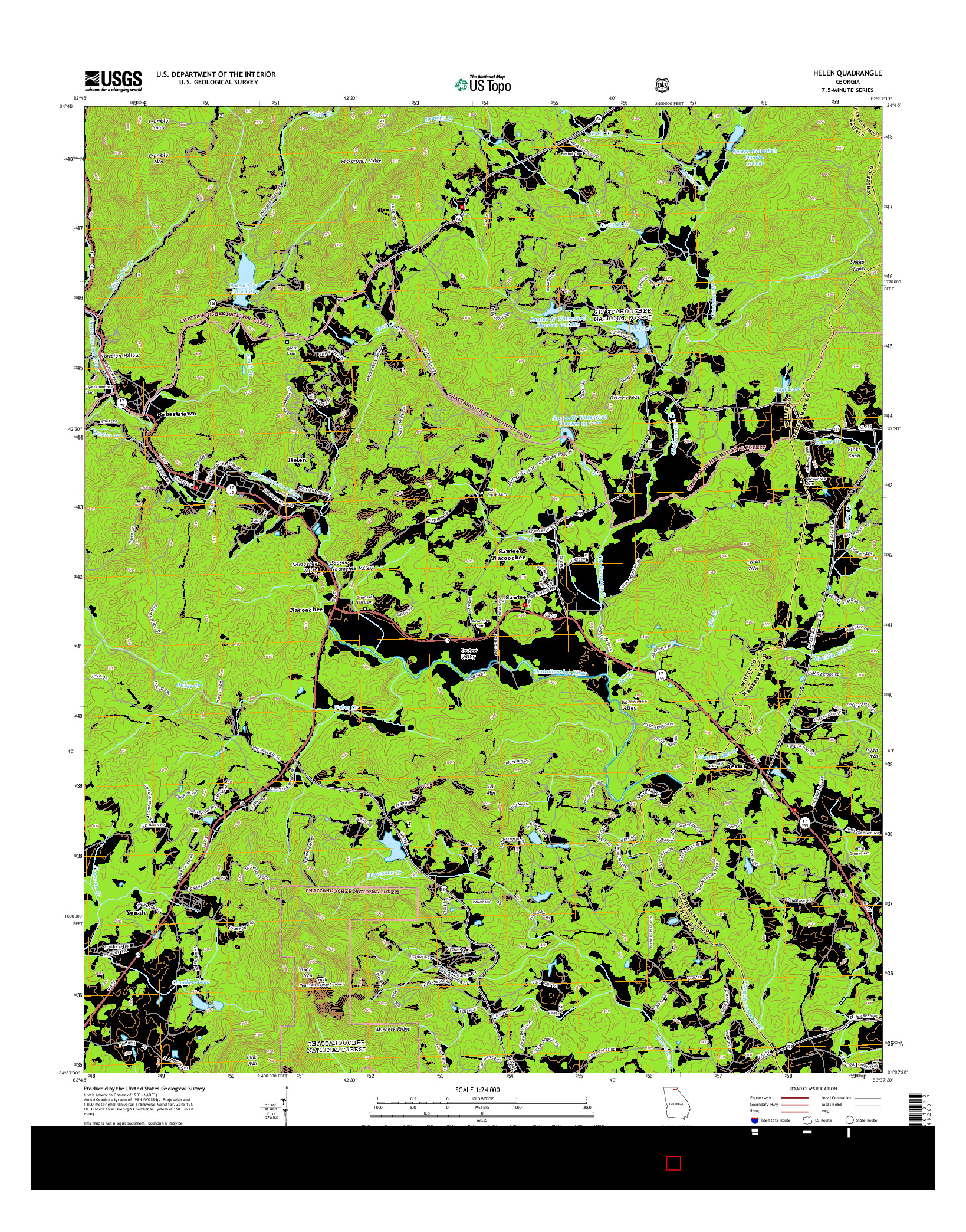 USGS US TOPO 7.5-MINUTE MAP FOR HELEN, GA 2014
