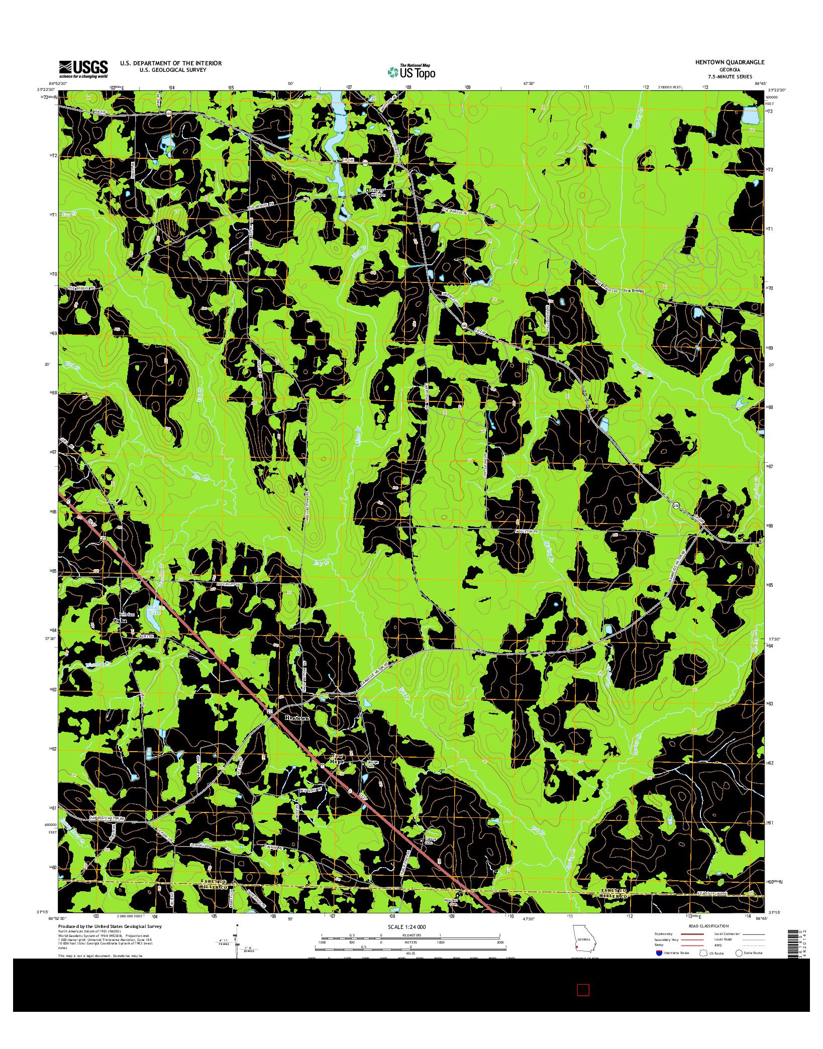 USGS US TOPO 7.5-MINUTE MAP FOR HENTOWN, GA 2014