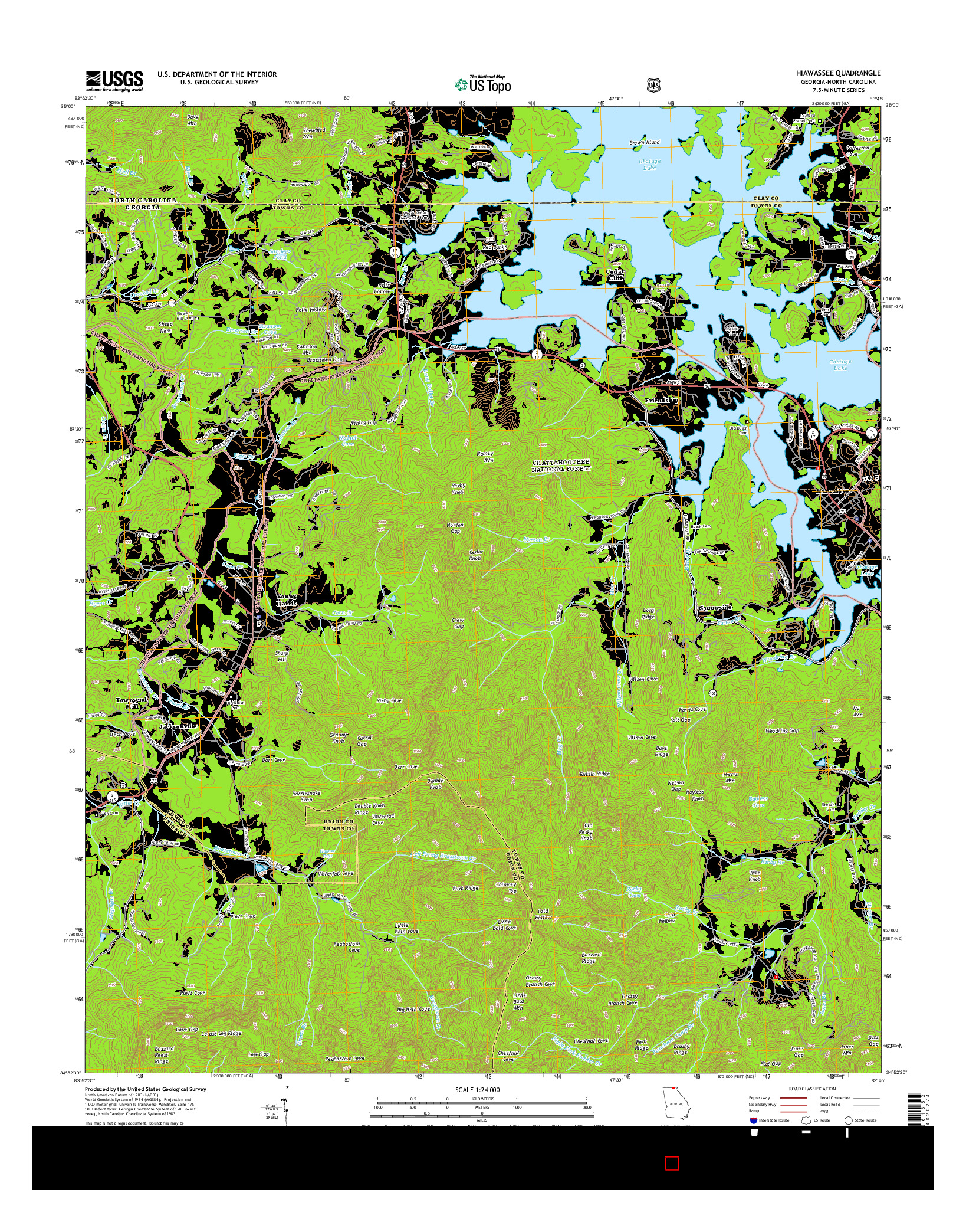USGS US TOPO 7.5-MINUTE MAP FOR HIAWASSEE, GA-NC 2014
