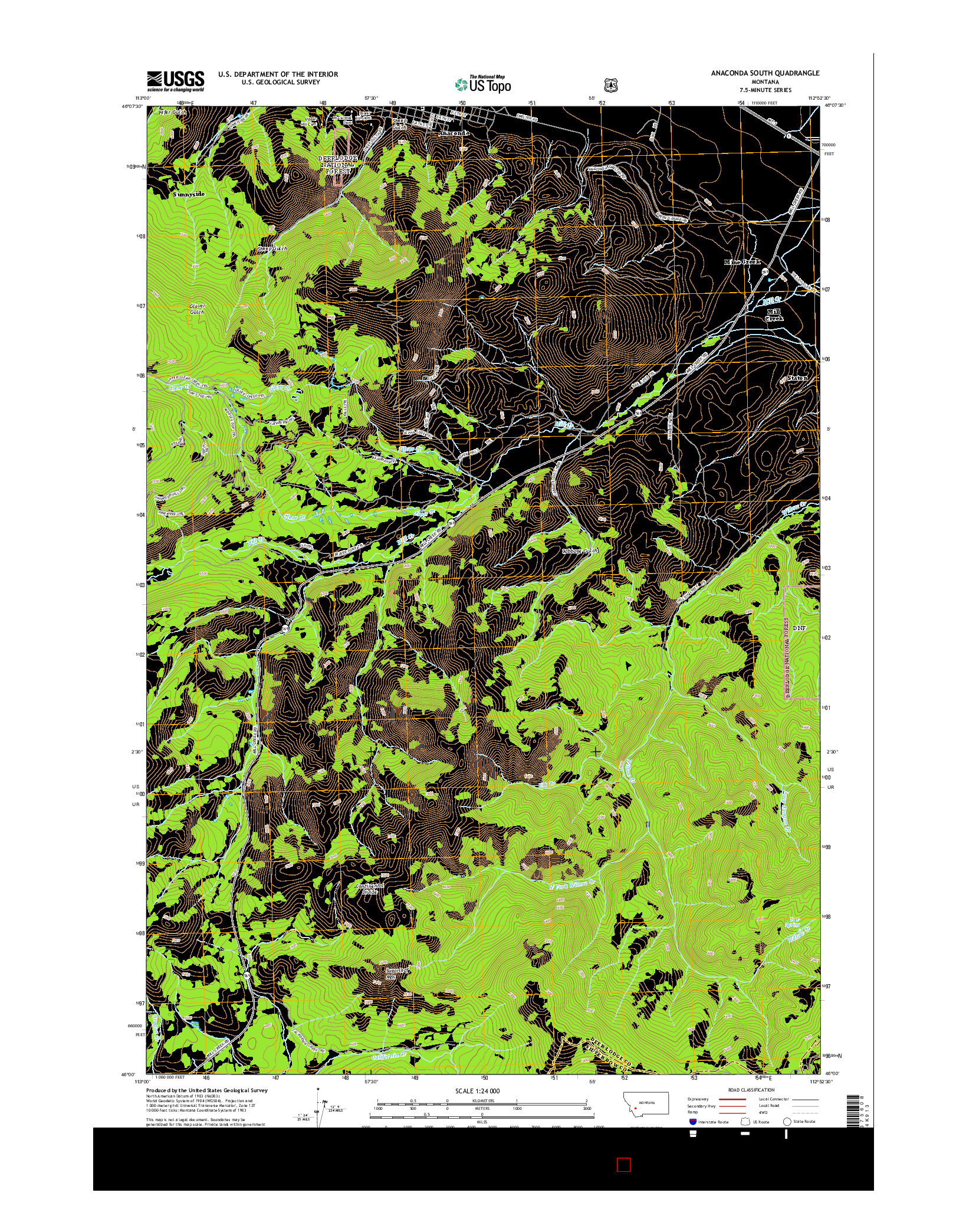 USGS US TOPO 7.5-MINUTE MAP FOR ANACONDA SOUTH, MT 2014
