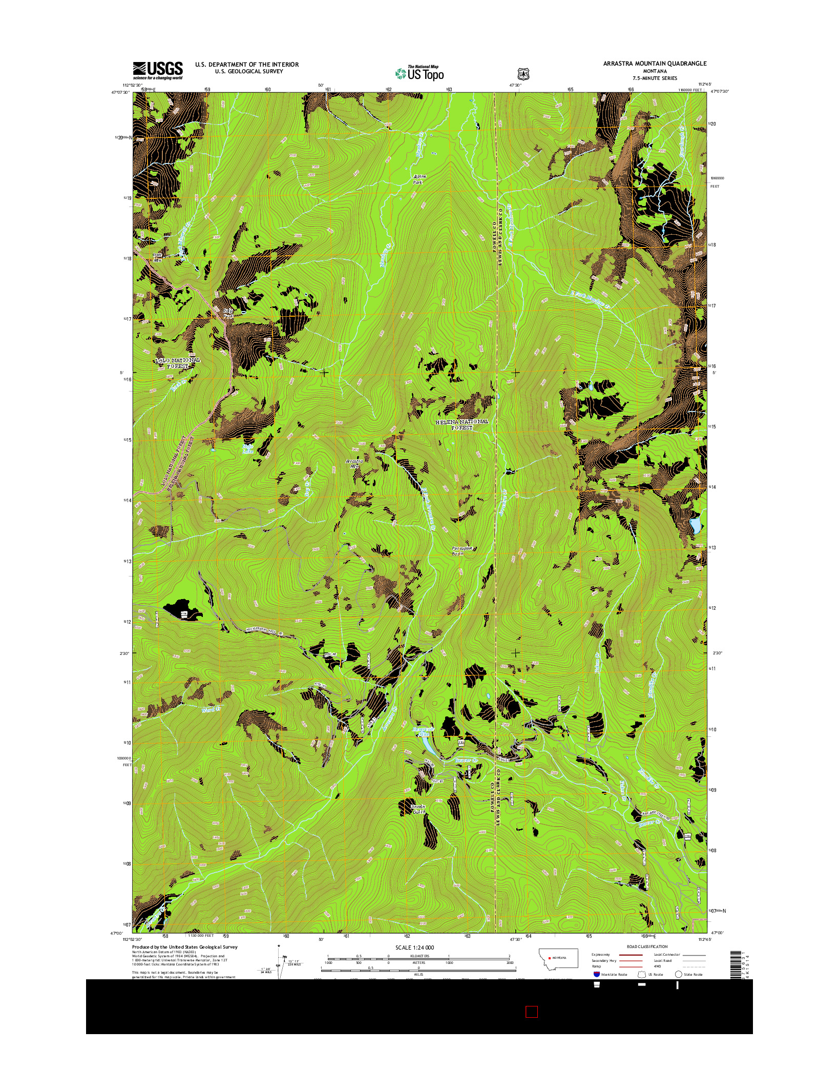 USGS US TOPO 7.5-MINUTE MAP FOR ARRASTRA MOUNTAIN, MT 2014