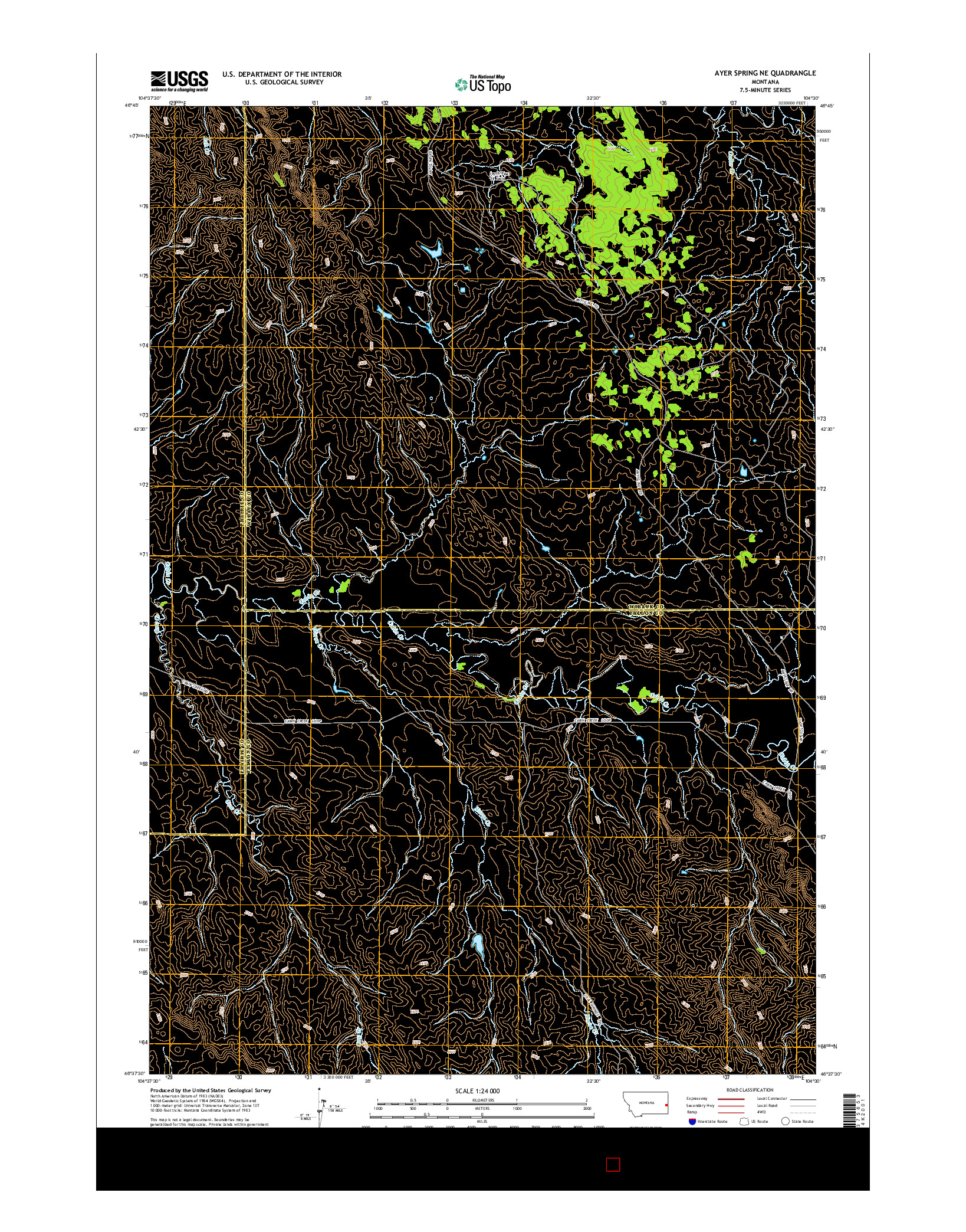 USGS US TOPO 7.5-MINUTE MAP FOR AYER SPRING NE, MT 2014