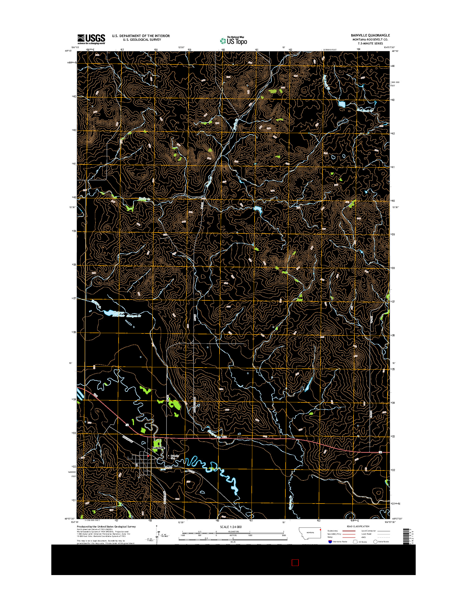 USGS US TOPO 7.5-MINUTE MAP FOR BAINVILLE, MT 2014