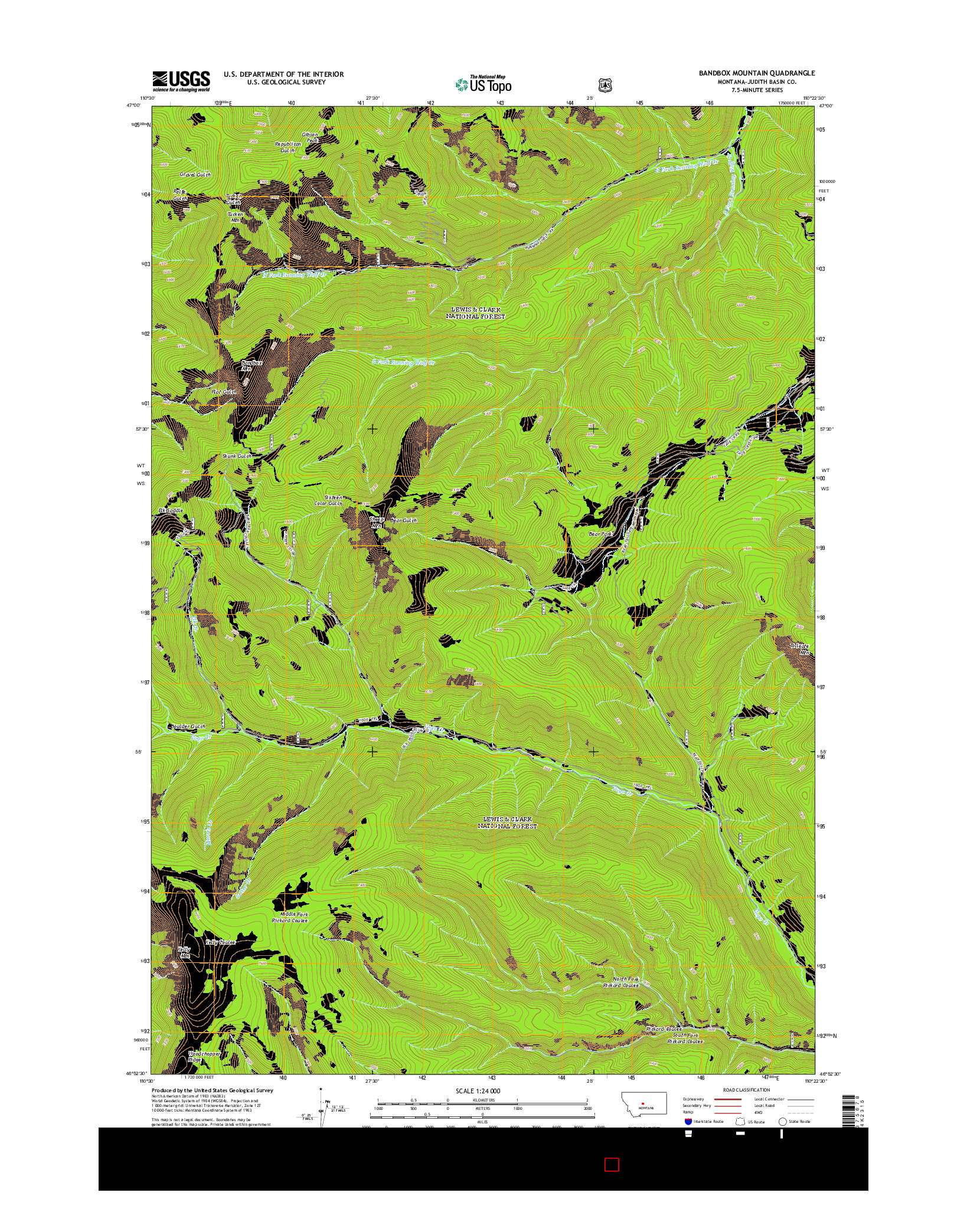 USGS US TOPO 7.5-MINUTE MAP FOR BANDBOX MOUNTAIN, MT 2014