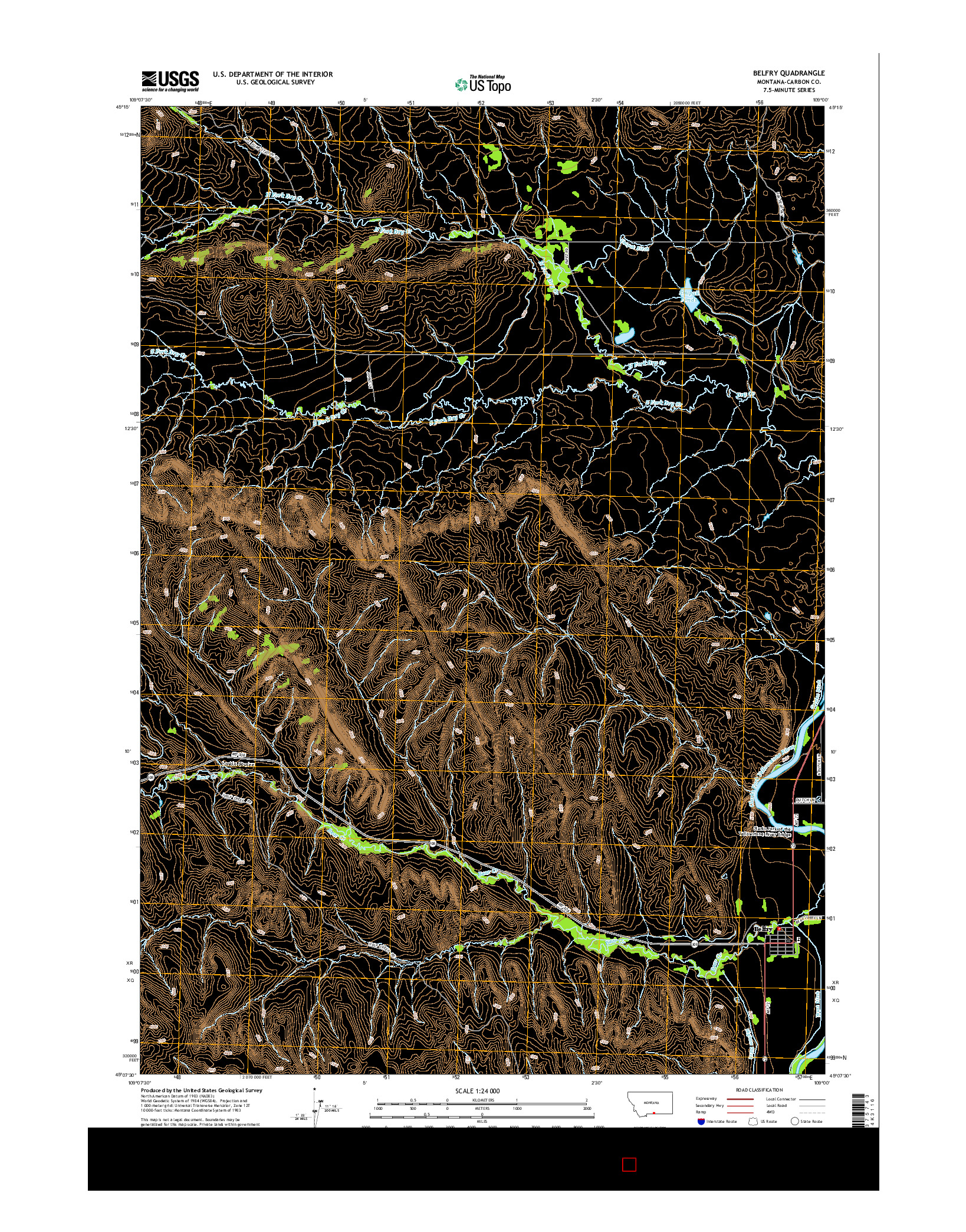 USGS US TOPO 7.5-MINUTE MAP FOR BELFRY, MT 2014