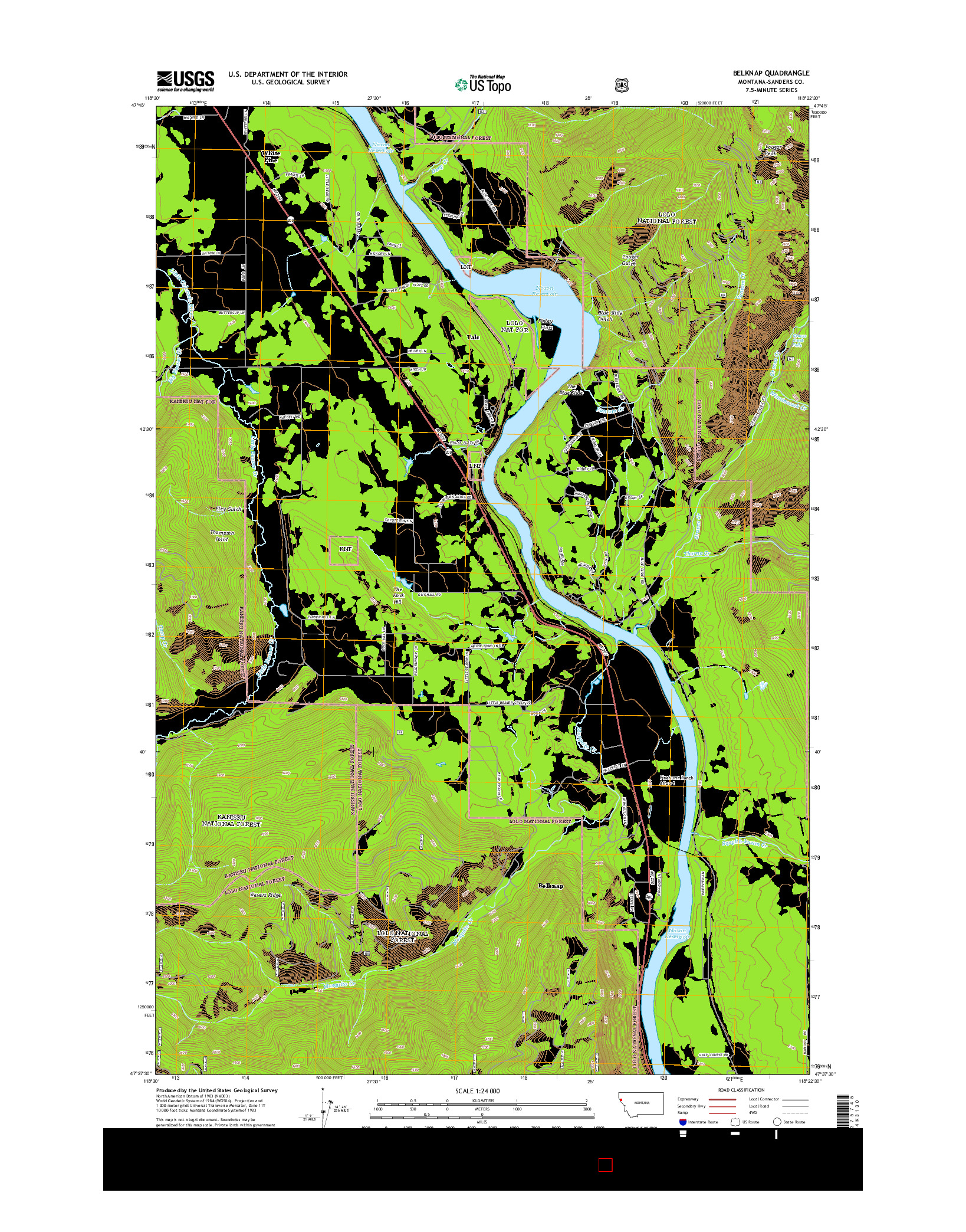 USGS US TOPO 7.5-MINUTE MAP FOR BELKNAP, MT 2014