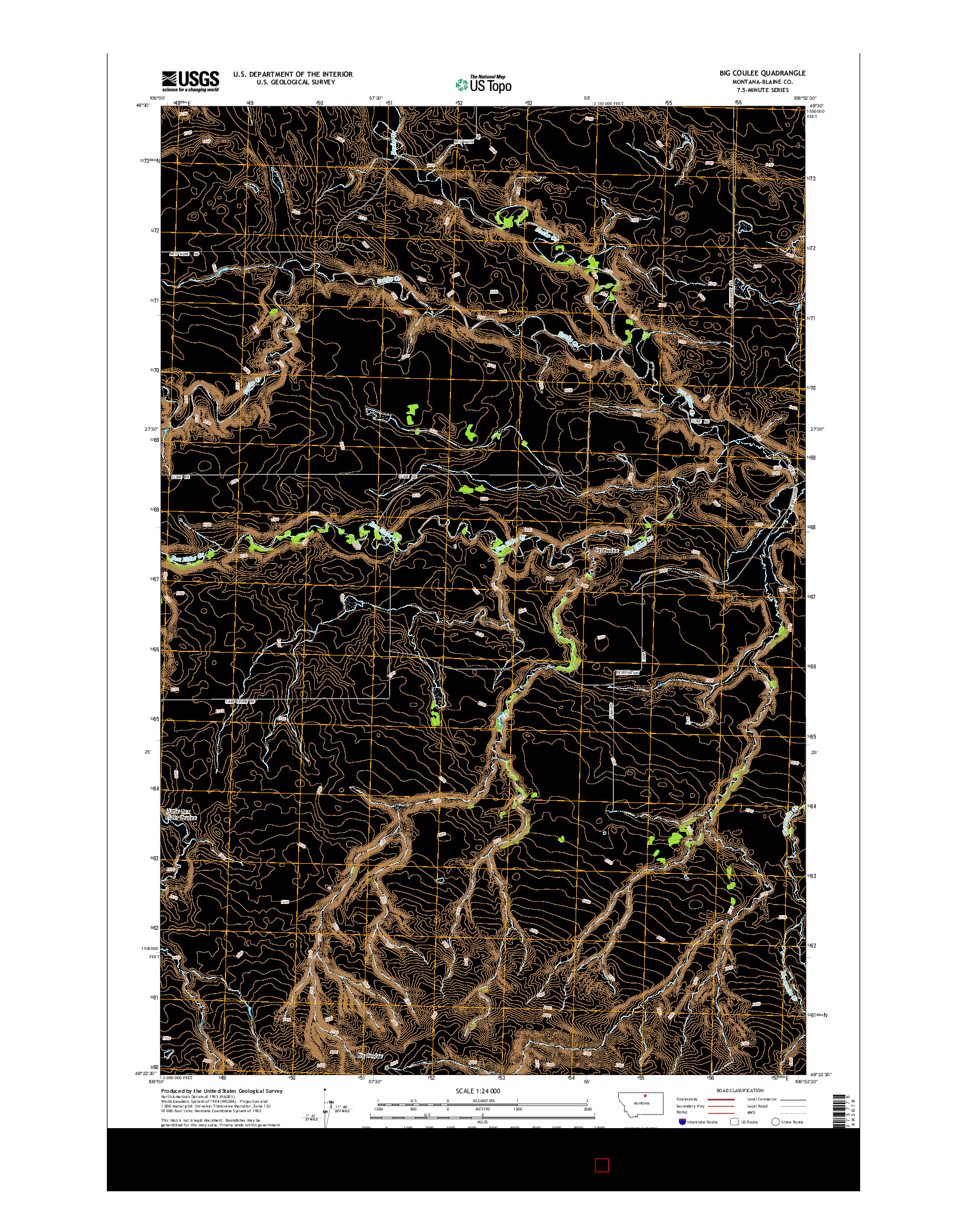 USGS US TOPO 7.5-MINUTE MAP FOR BIG COULEE, MT 2014