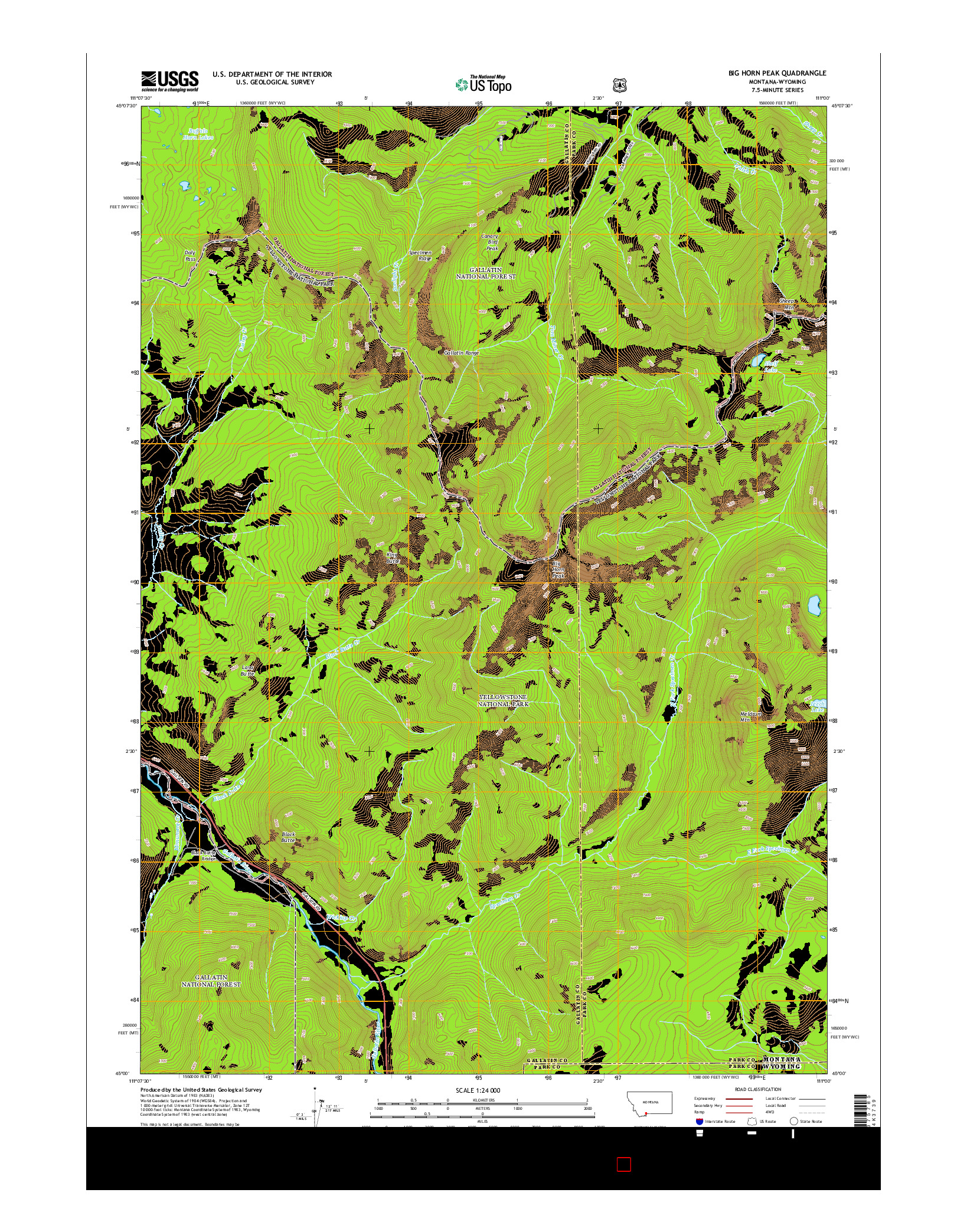 USGS US TOPO 7.5-MINUTE MAP FOR BIG HORN PEAK, MT-WY 2014