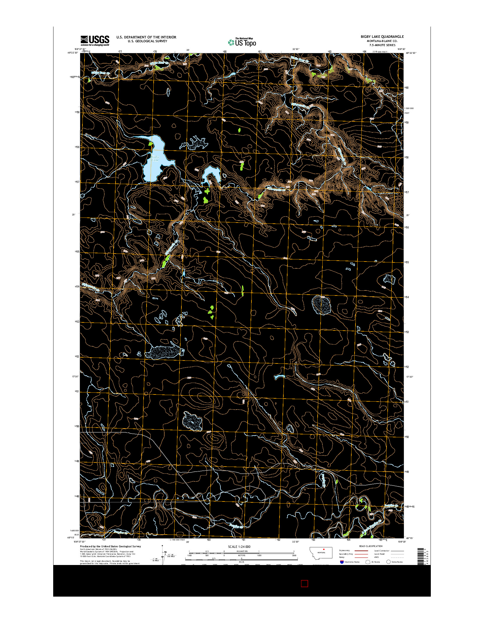 USGS US TOPO 7.5-MINUTE MAP FOR BIGBY LAKE, MT 2014