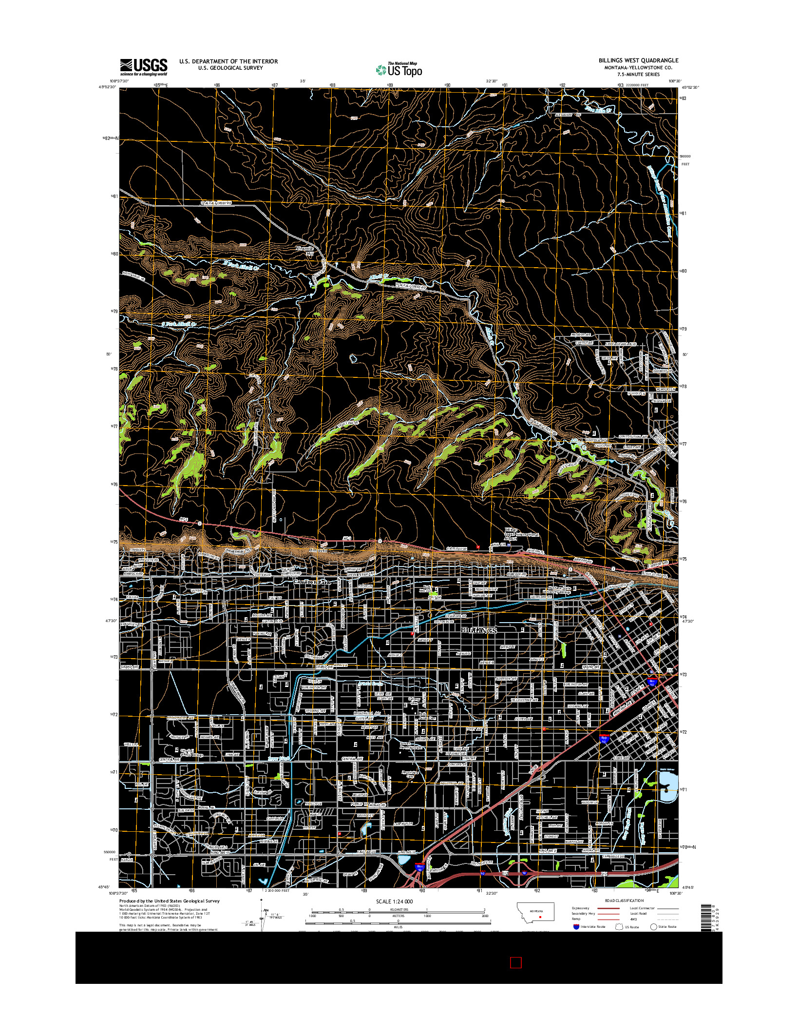 USGS US TOPO 7.5-MINUTE MAP FOR BILLINGS WEST, MT 2014