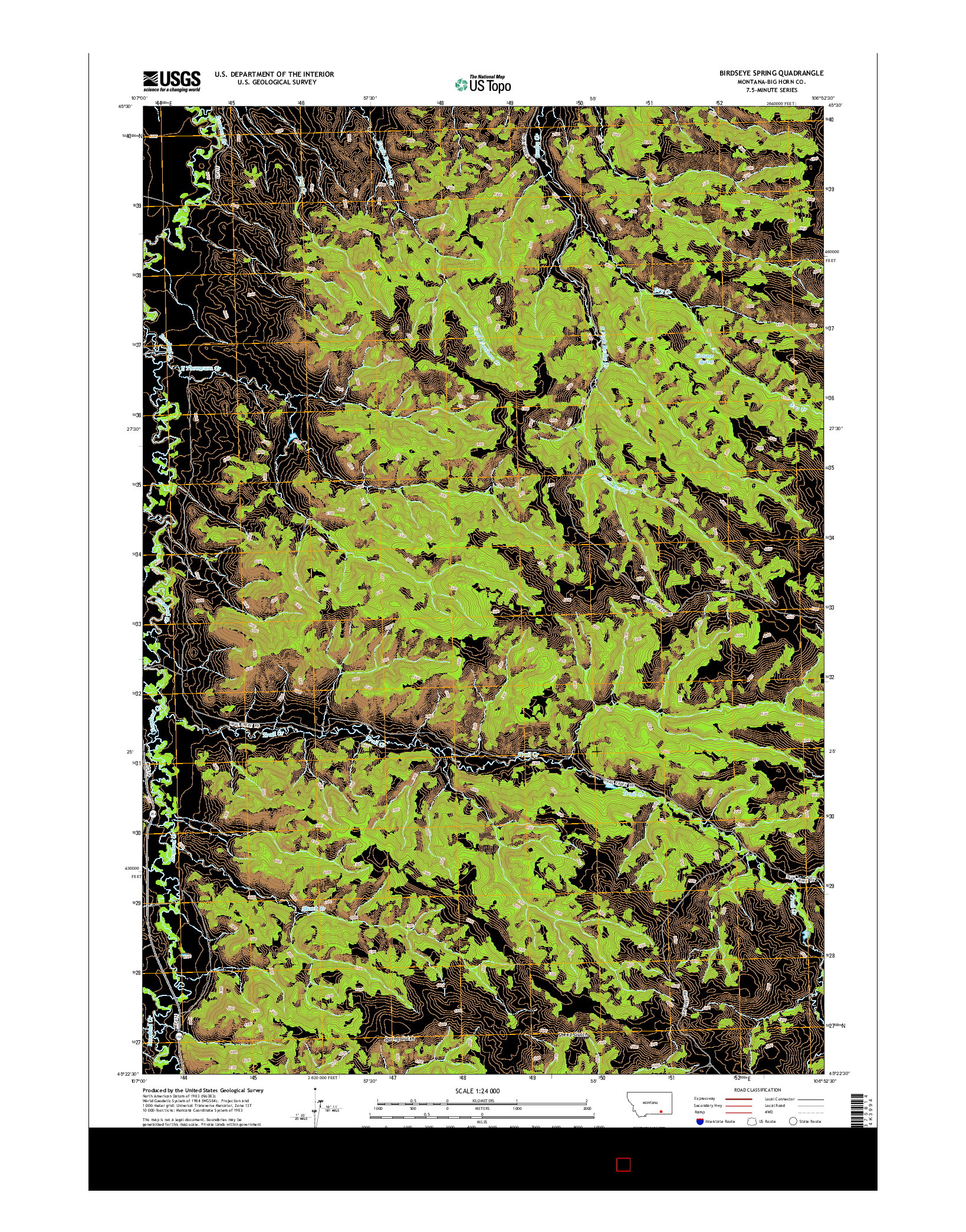 USGS US TOPO 7.5-MINUTE MAP FOR BIRDSEYE SPRING, MT 2014