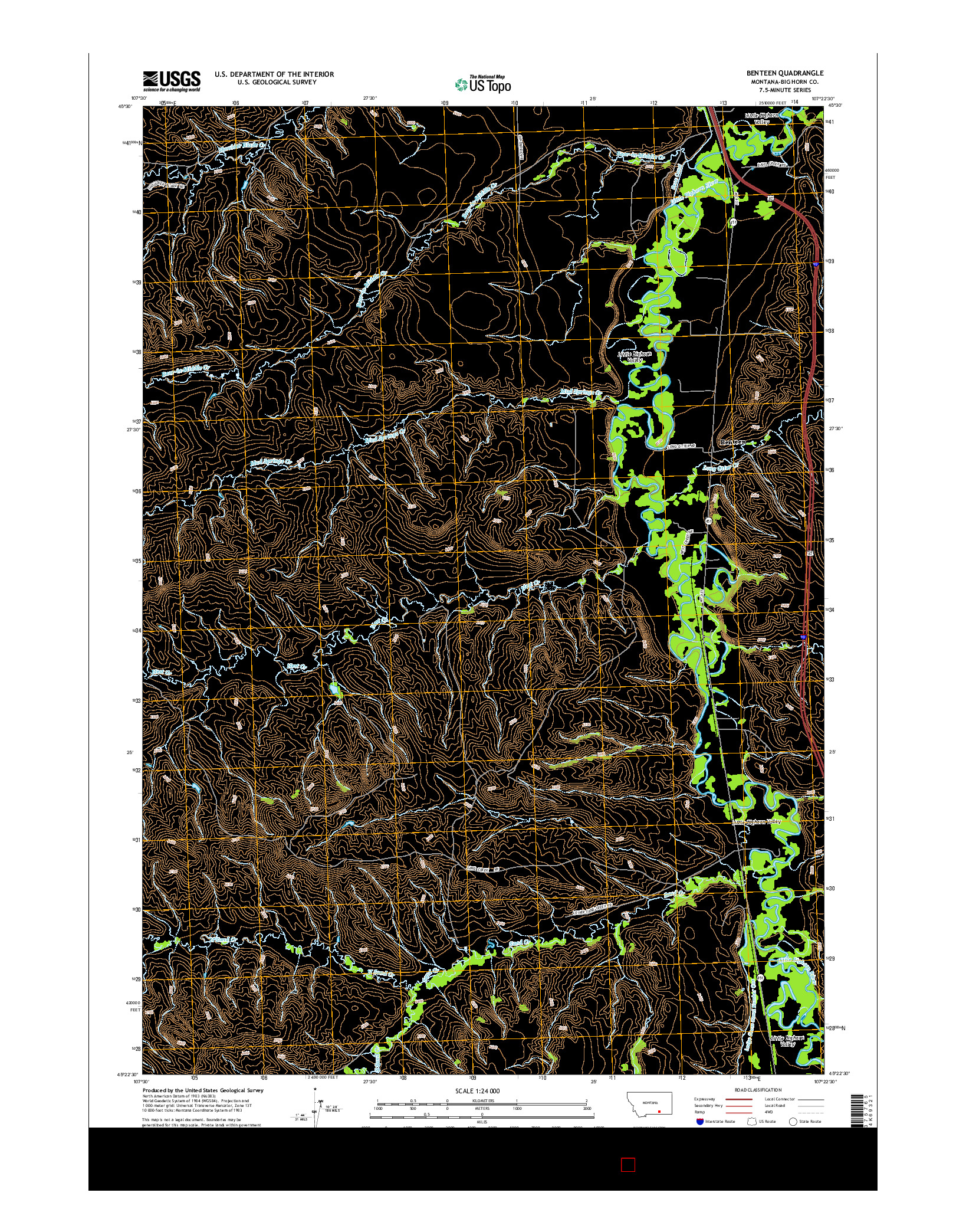 USGS US TOPO 7.5-MINUTE MAP FOR BENTEEN, MT 2014