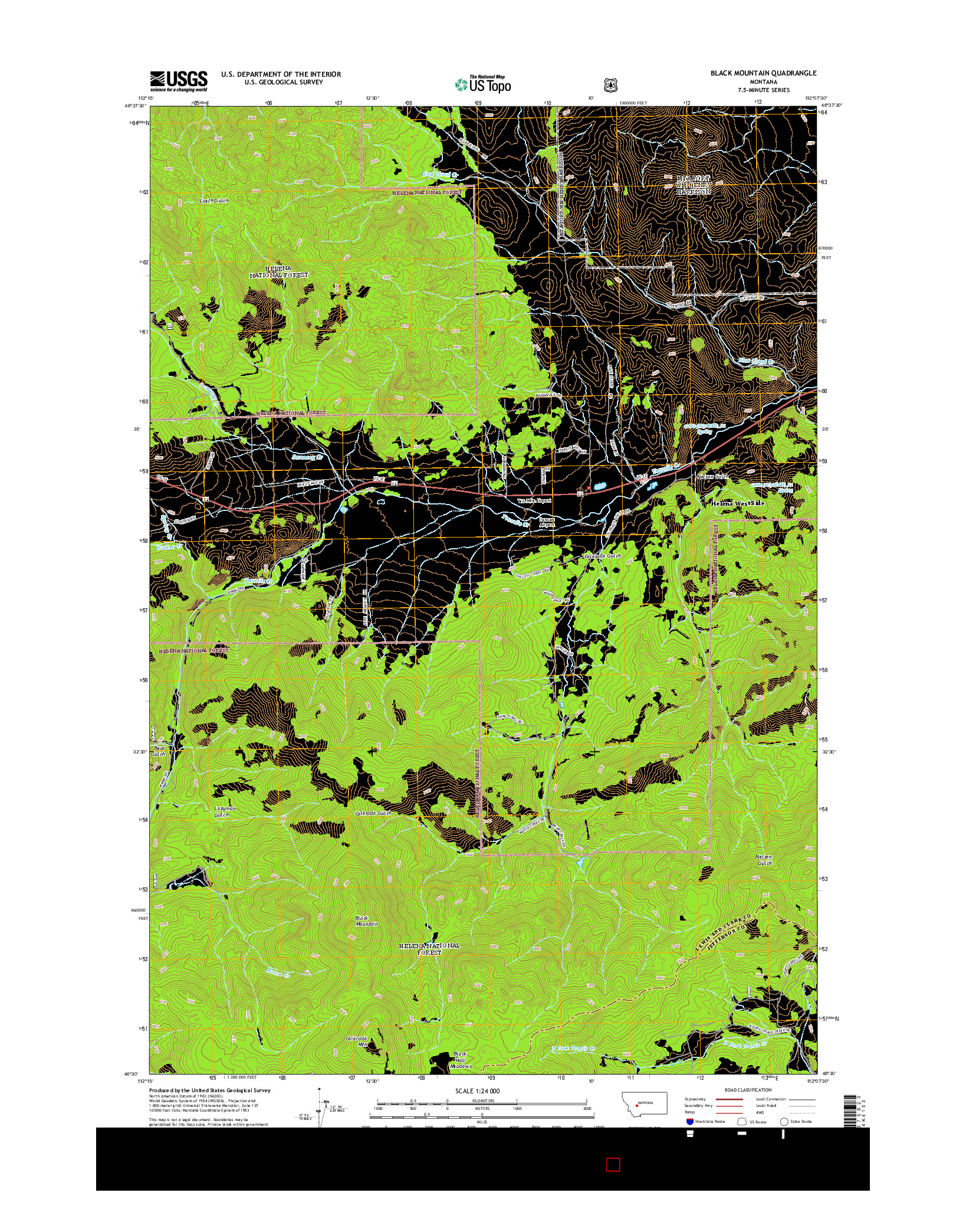 USGS US TOPO 7.5-MINUTE MAP FOR BLACK MOUNTAIN, MT 2014