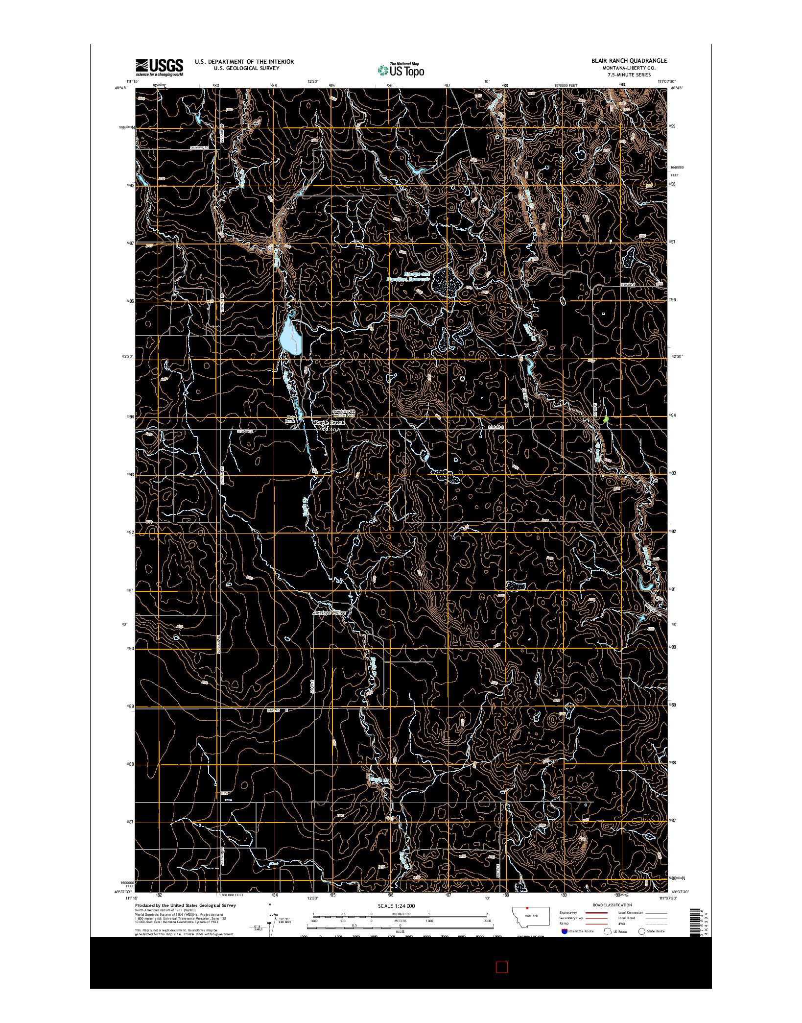 USGS US TOPO 7.5-MINUTE MAP FOR BLAIR RANCH, MT 2014