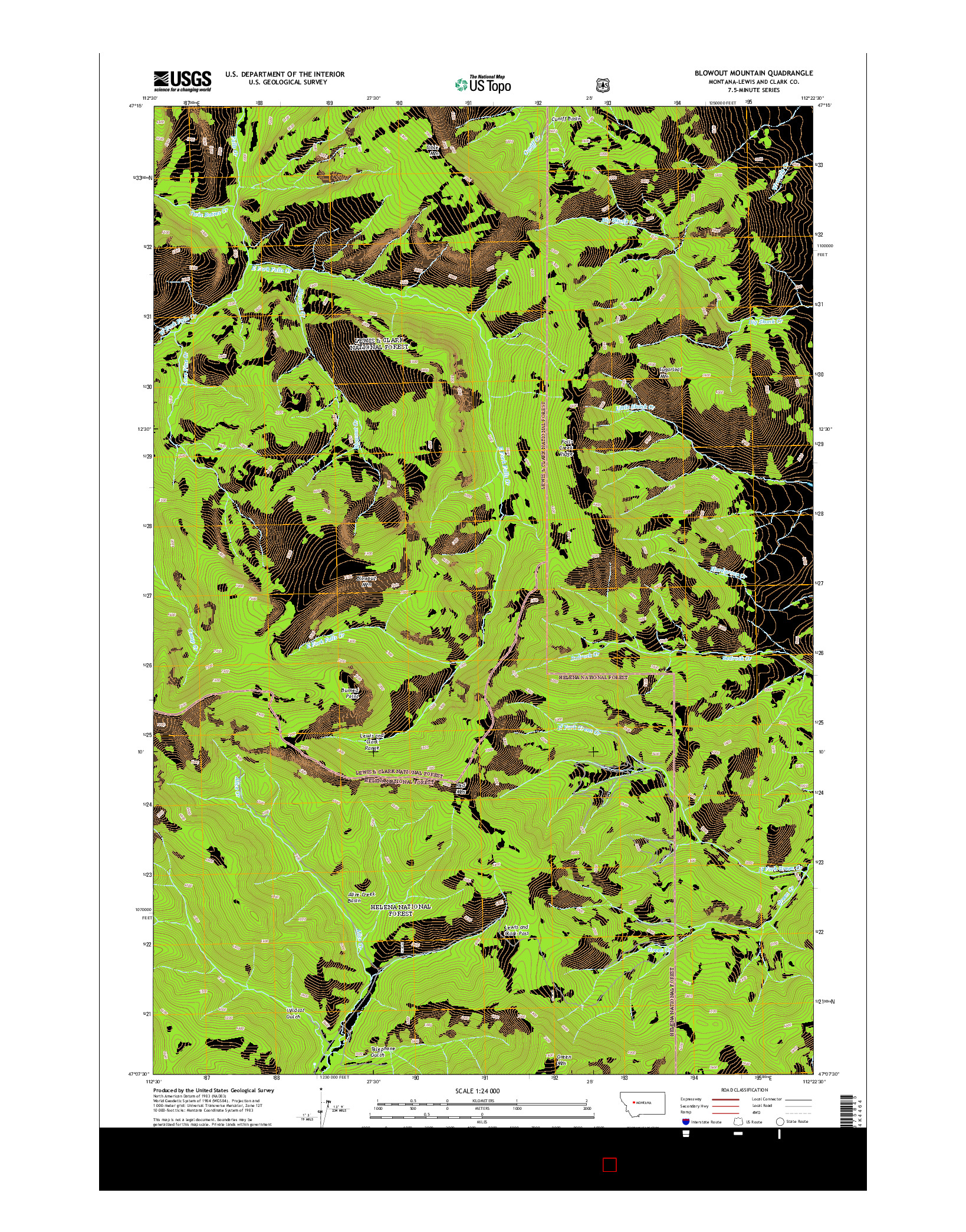 USGS US TOPO 7.5-MINUTE MAP FOR BLOWOUT MOUNTAIN, MT 2014