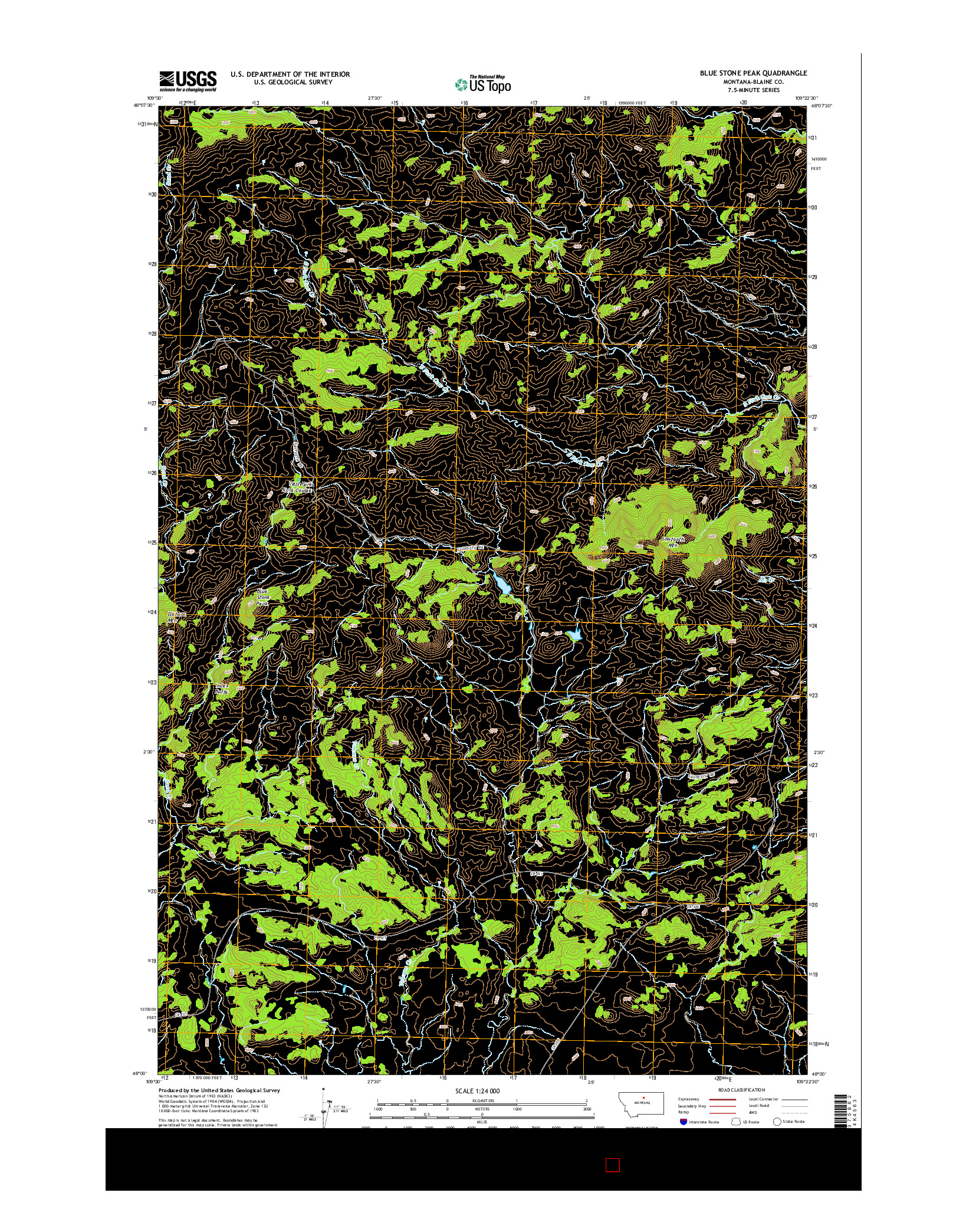 USGS US TOPO 7.5-MINUTE MAP FOR BLUE STONE PEAK, MT 2014