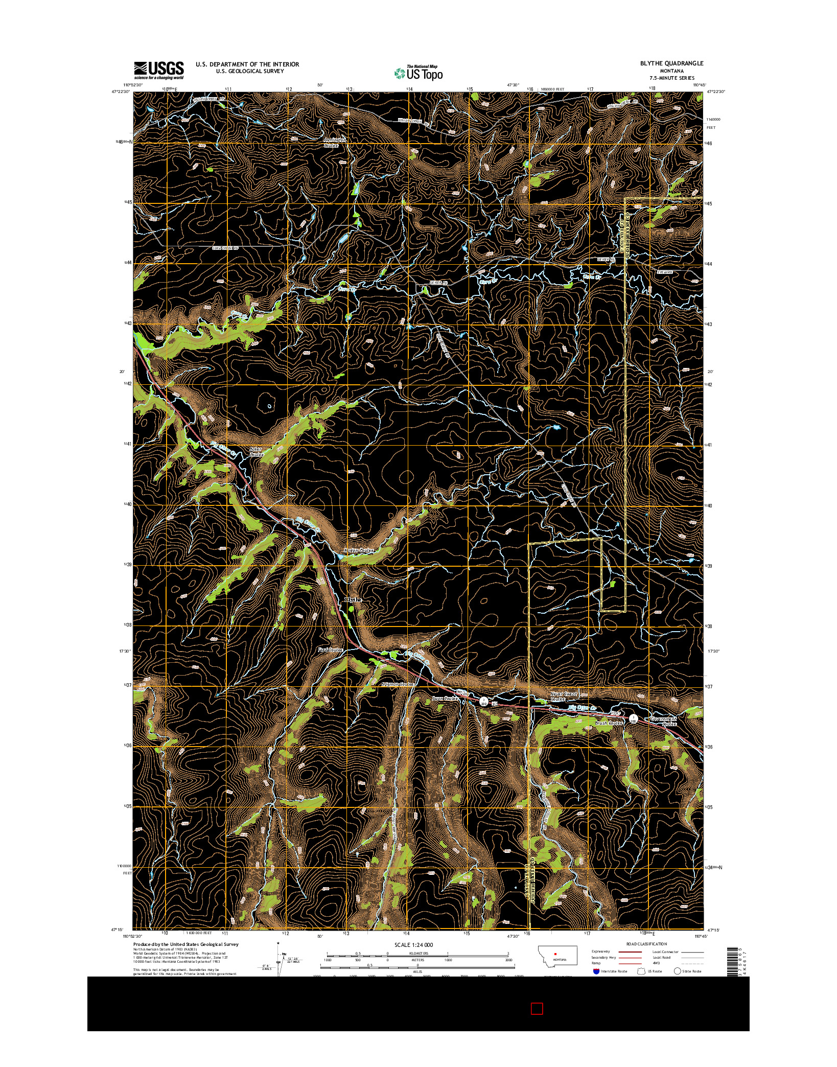 USGS US TOPO 7.5-MINUTE MAP FOR BLYTHE, MT 2014
