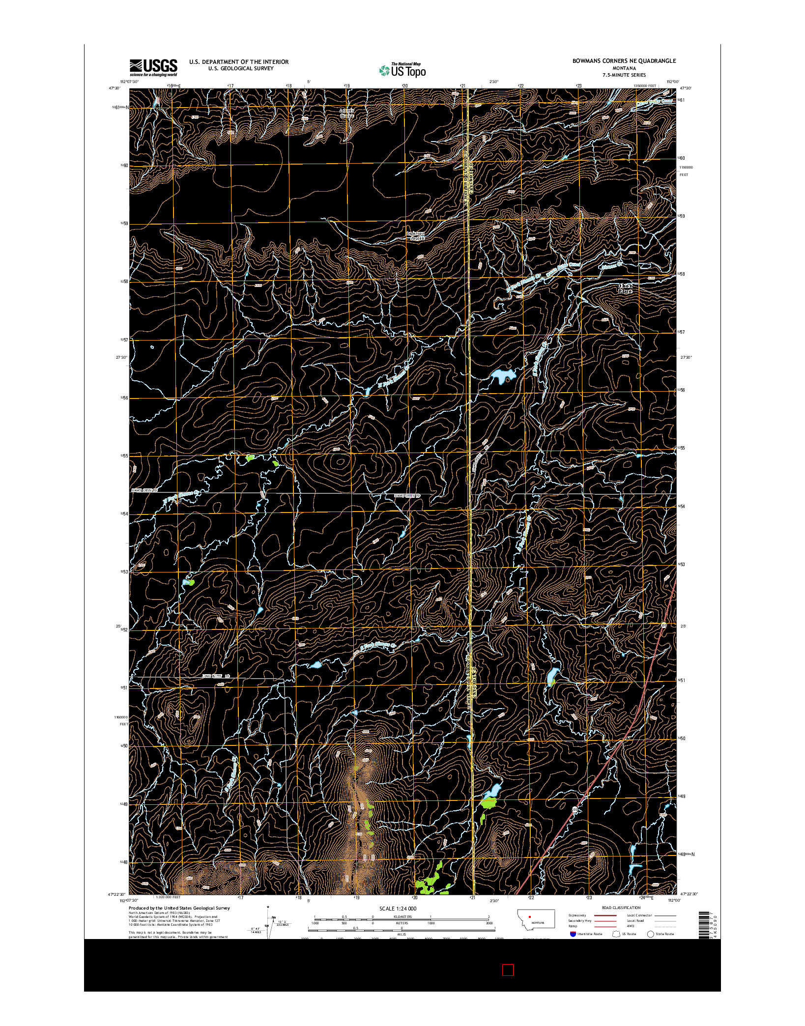 USGS US TOPO 7.5-MINUTE MAP FOR BOWMANS CORNERS NE, MT 2014