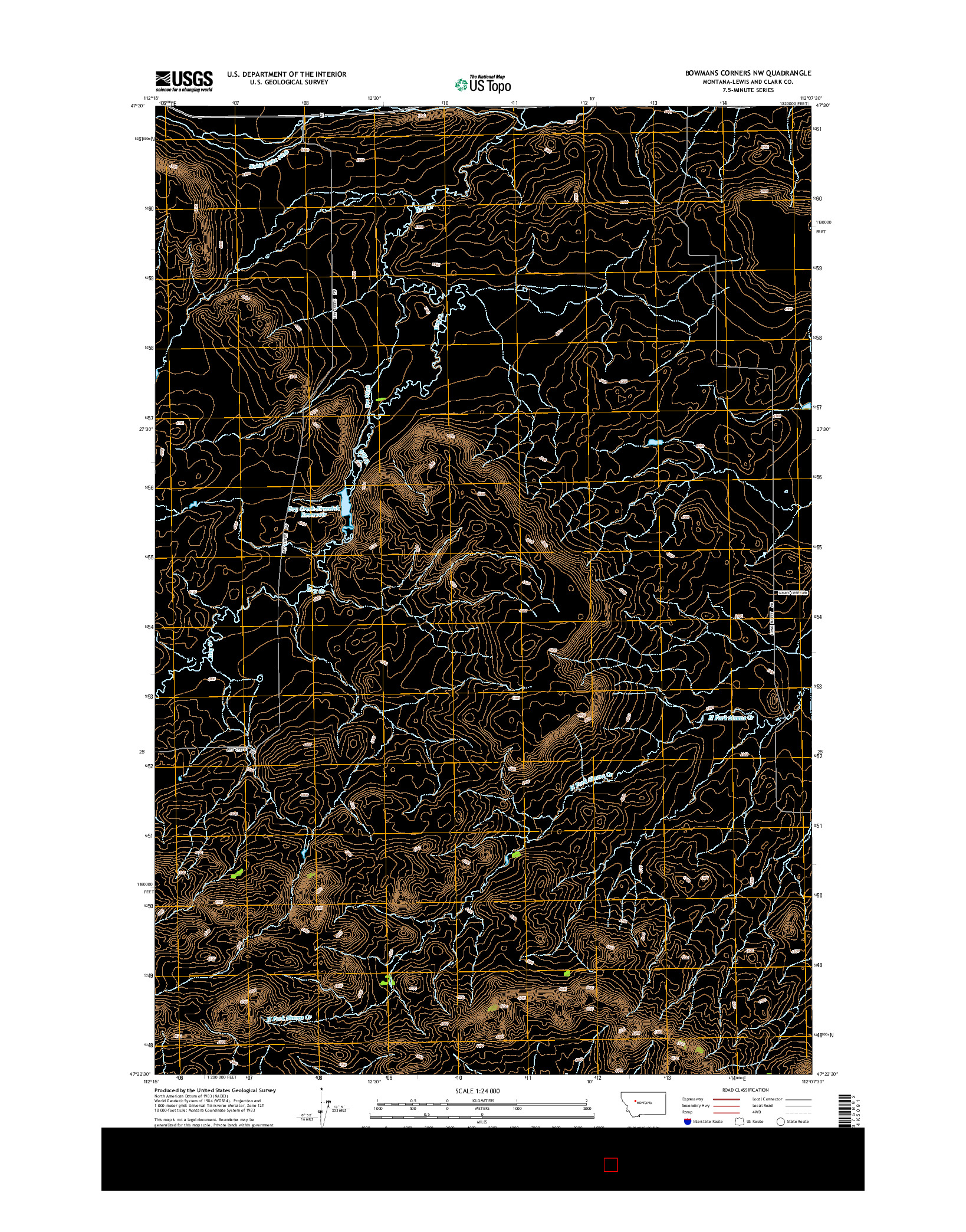 USGS US TOPO 7.5-MINUTE MAP FOR BOWMANS CORNERS NW, MT 2014