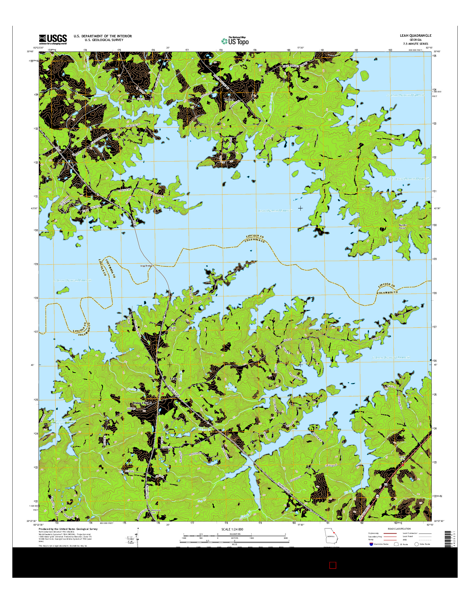 USGS US TOPO 7.5-MINUTE MAP FOR LEAH, GA 2014