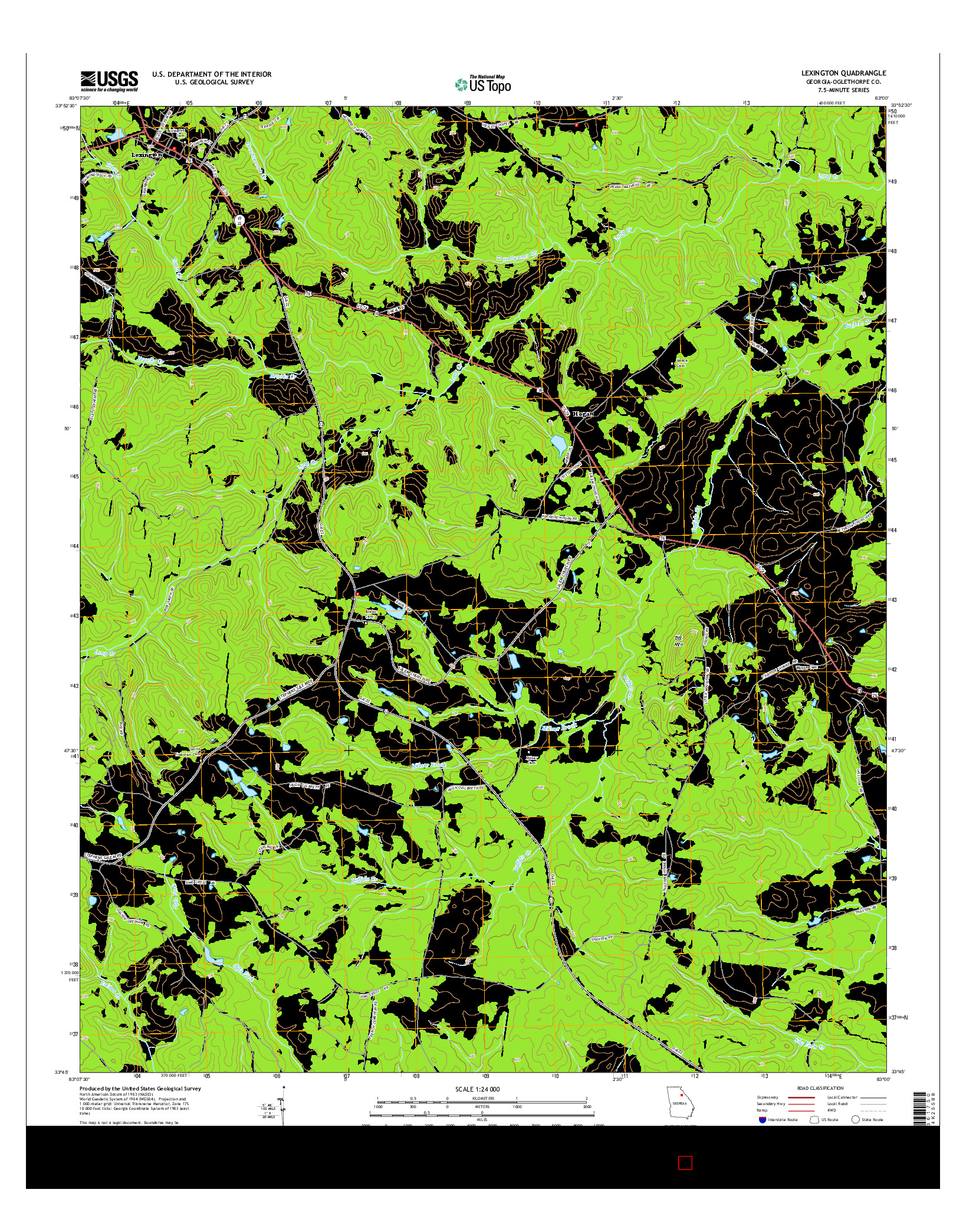 USGS US TOPO 7.5-MINUTE MAP FOR LEXINGTON, GA 2014