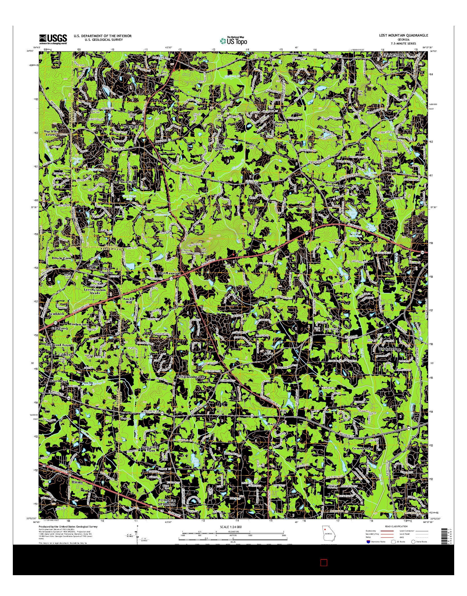 USGS US TOPO 7.5-MINUTE MAP FOR LOST MOUNTAIN, GA 2014