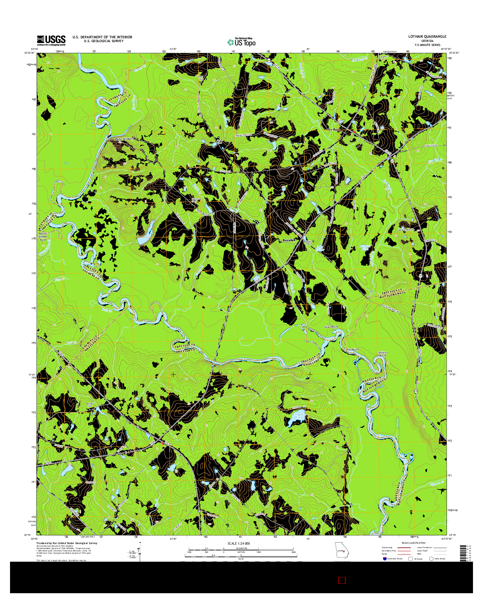 USGS US TOPO 7.5-MINUTE MAP FOR LOTHAIR, GA 2014
