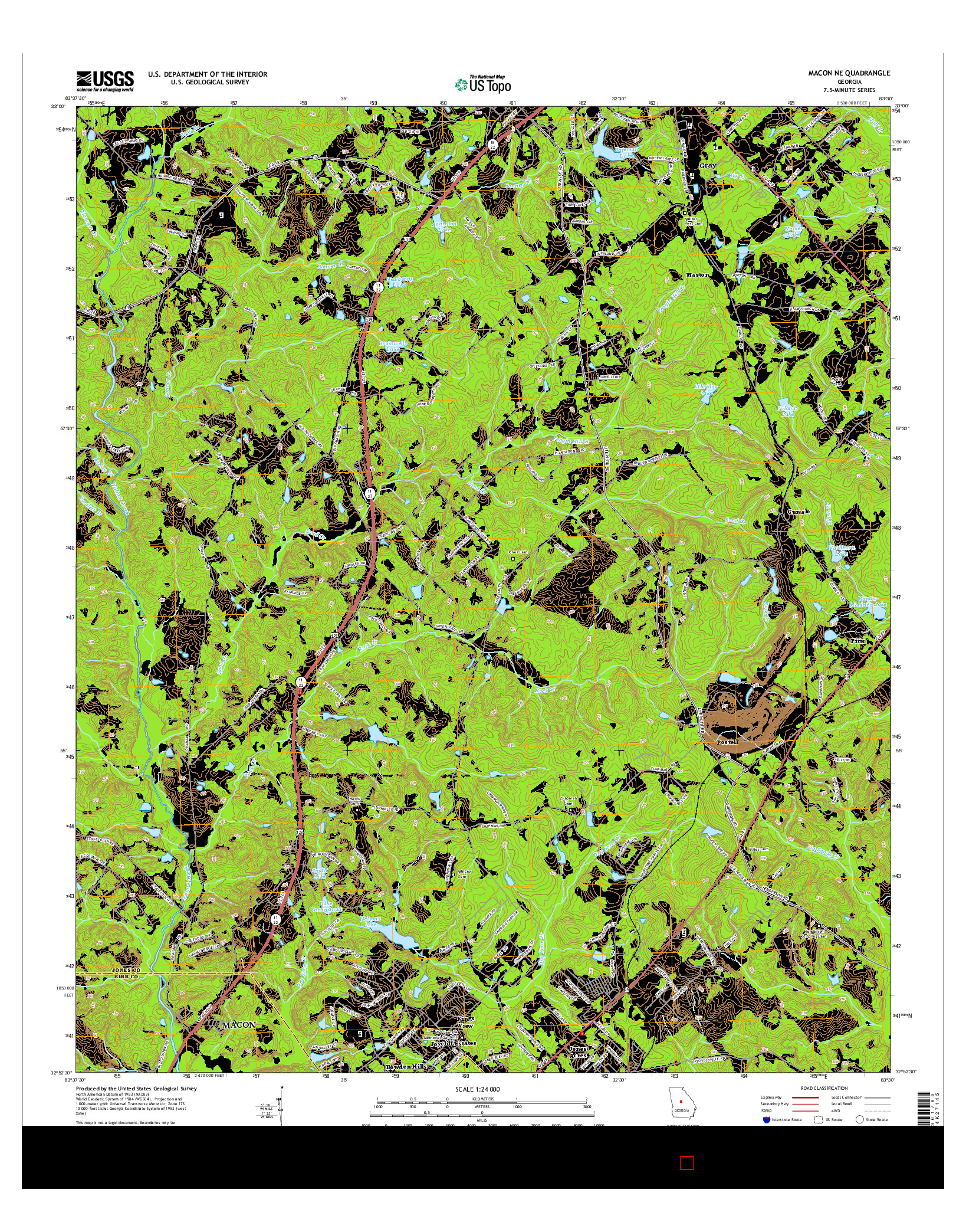 USGS US TOPO 7.5-MINUTE MAP FOR MACON NE, GA 2014