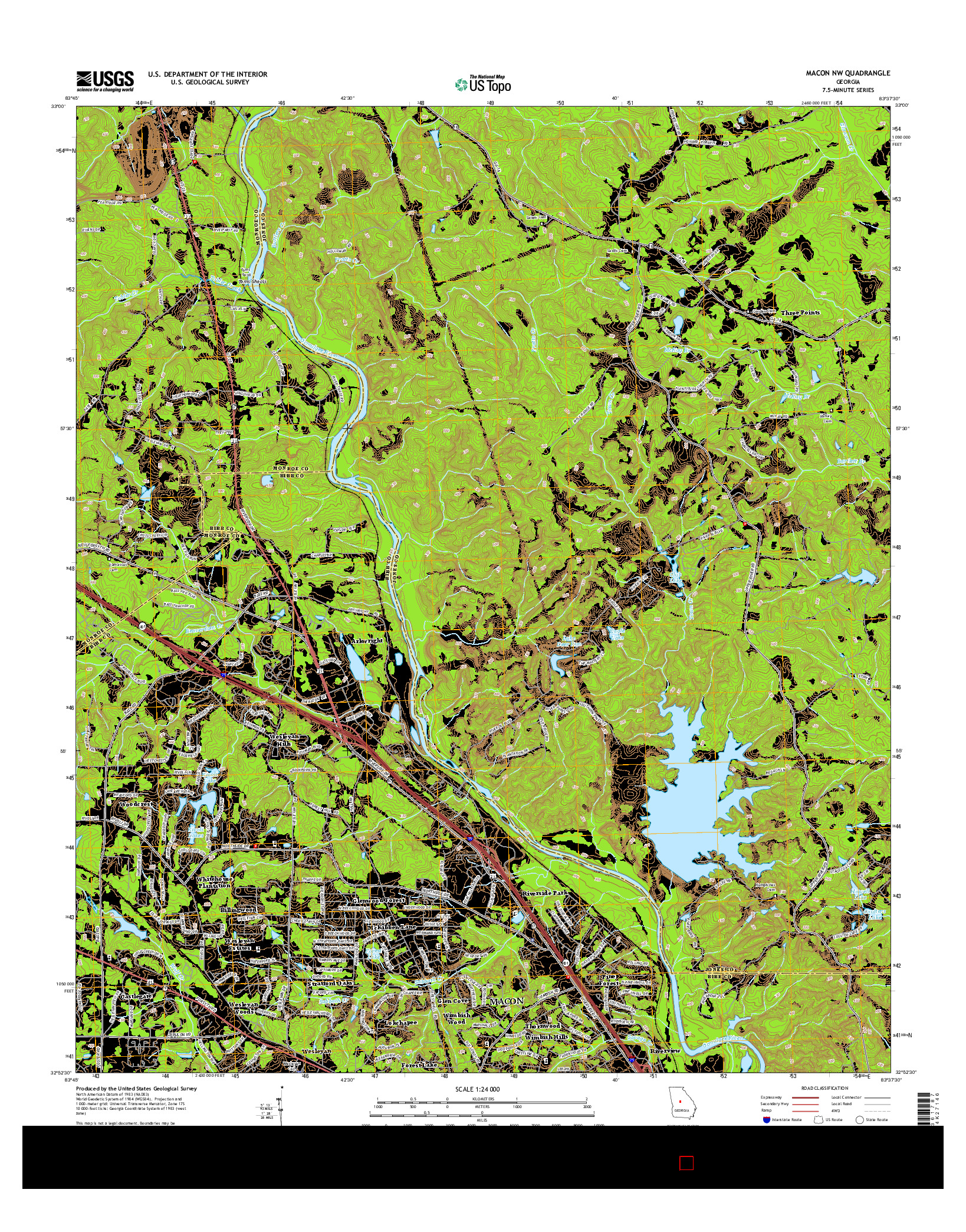 USGS US TOPO 7.5-MINUTE MAP FOR MACON NW, GA 2014