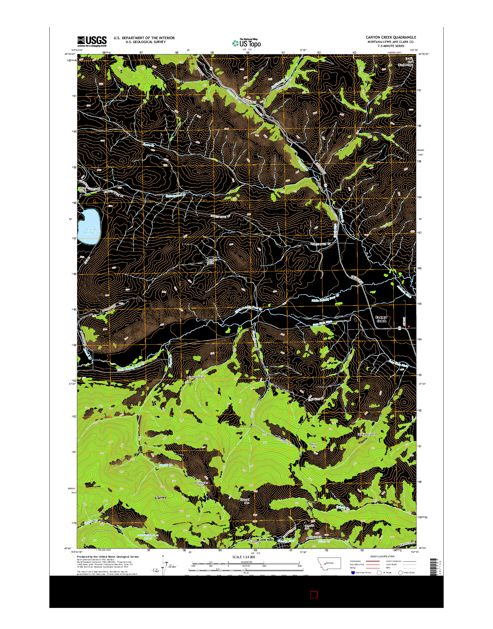 USGS US TOPO 7.5-MINUTE MAP FOR CANYON CREEK, MT 2014
