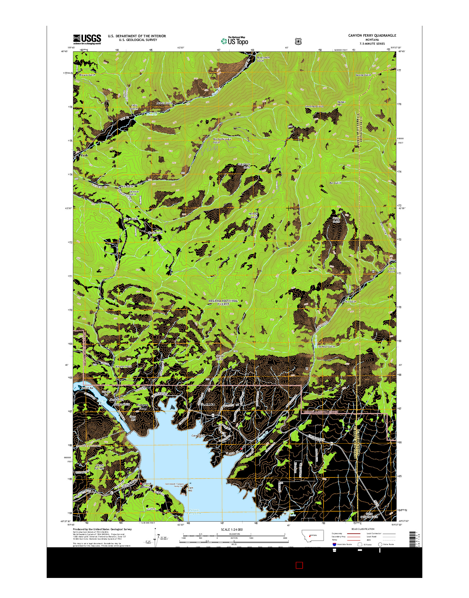 USGS US TOPO 7.5-MINUTE MAP FOR CANYON FERRY, MT 2014