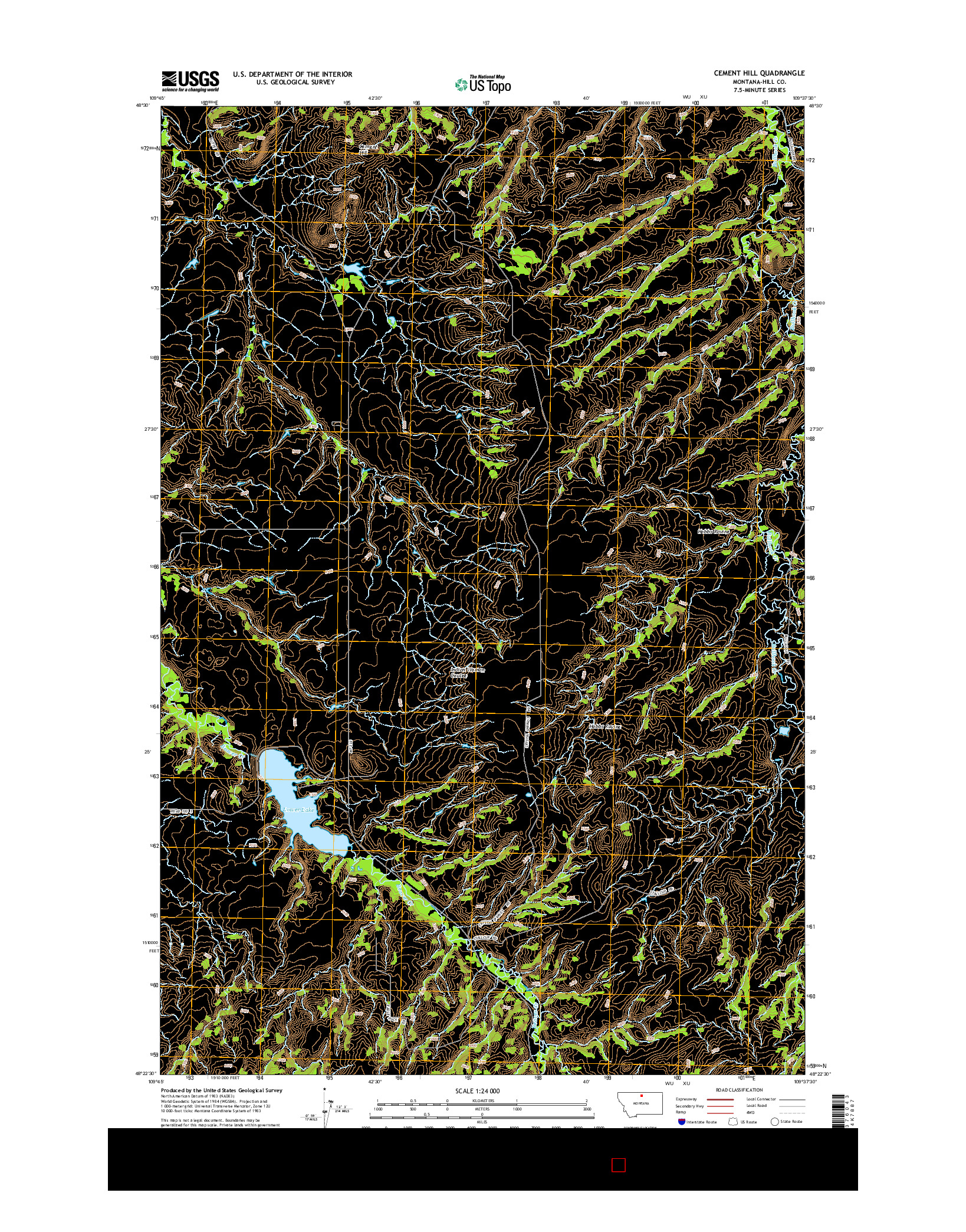 USGS US TOPO 7.5-MINUTE MAP FOR CEMENT HILL, MT 2014