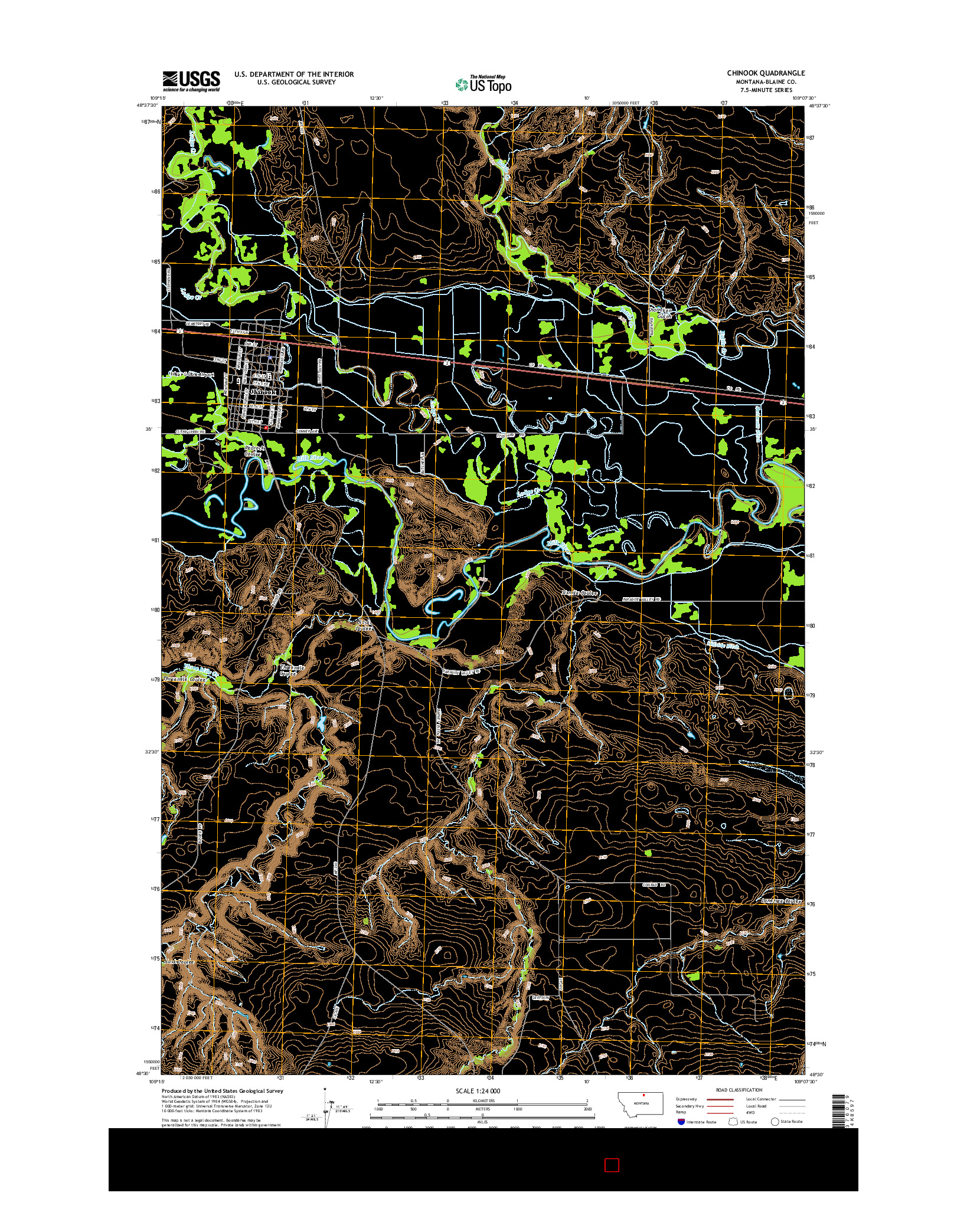 USGS US TOPO 7.5-MINUTE MAP FOR CHINOOK, MT 2014