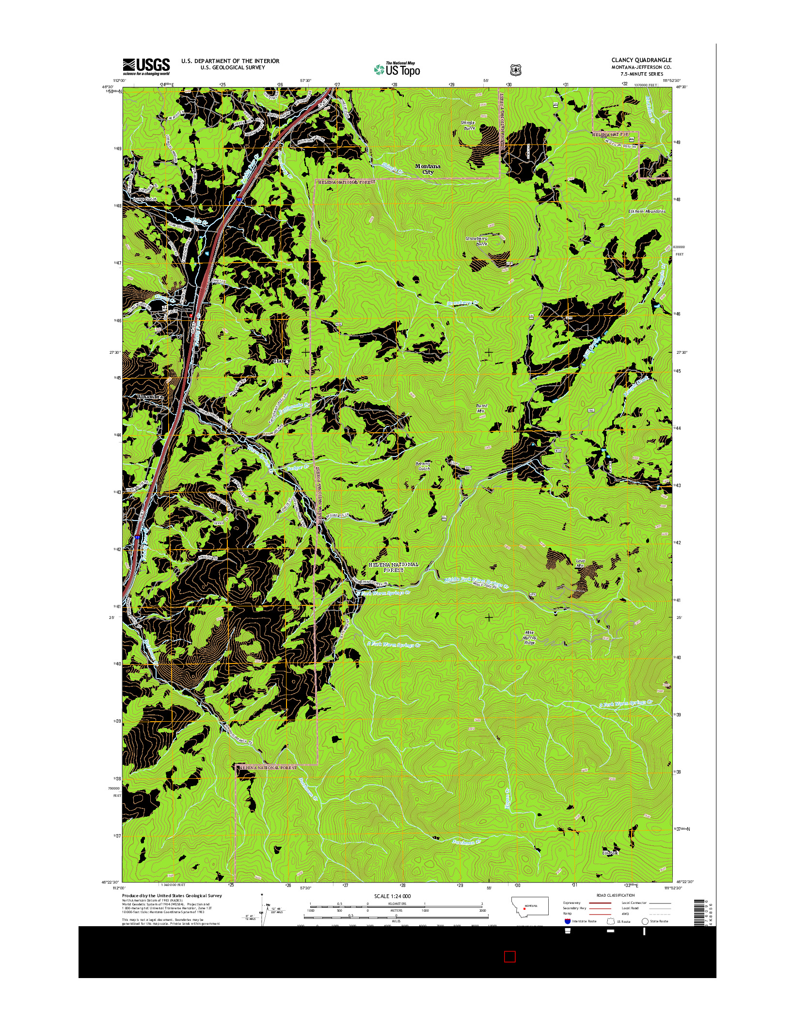 USGS US TOPO 7.5-MINUTE MAP FOR CLANCY, MT 2014
